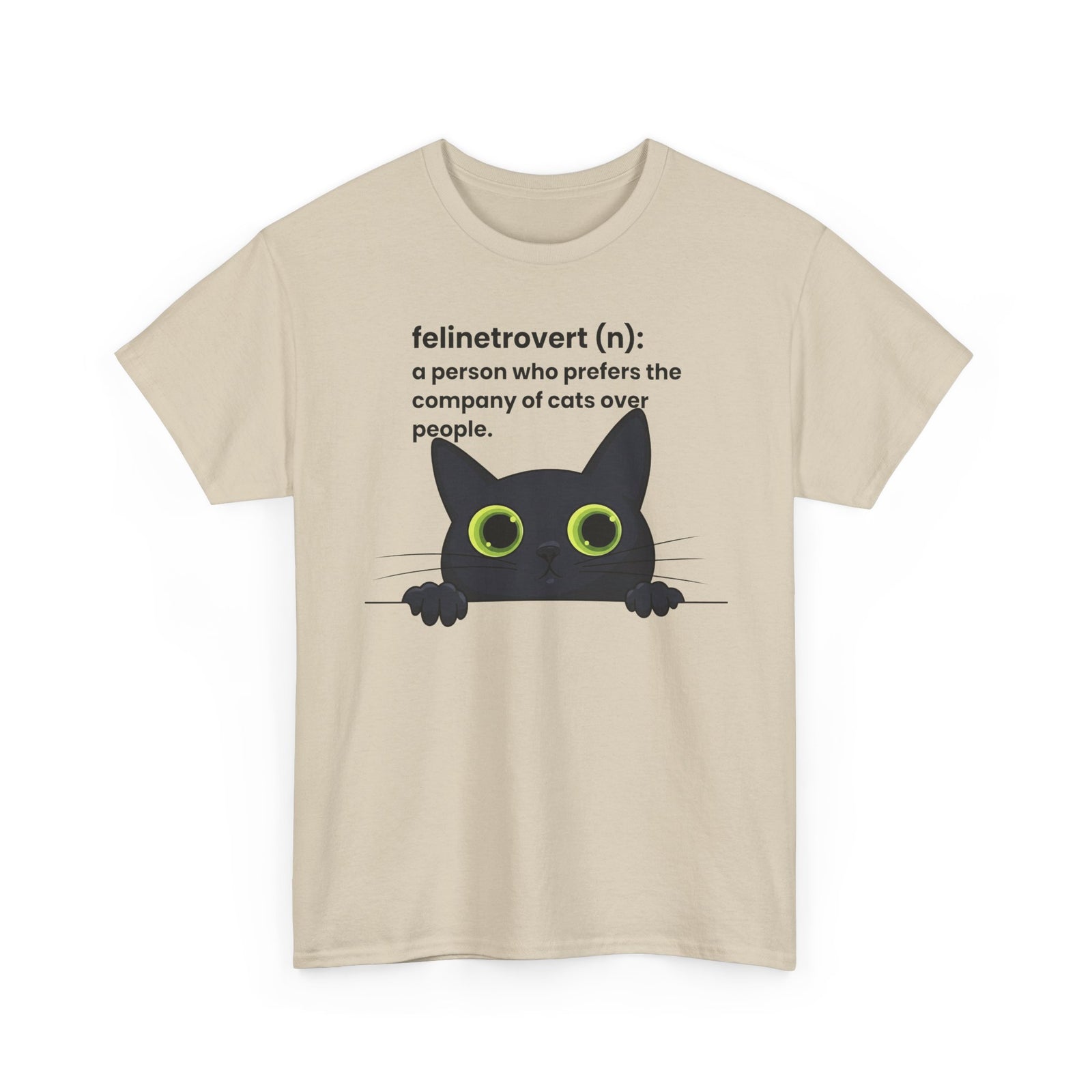 Feline-trovert Cat Lover T-Shirt – "felinetrovert (n): a person who prefers the company of cats over people"