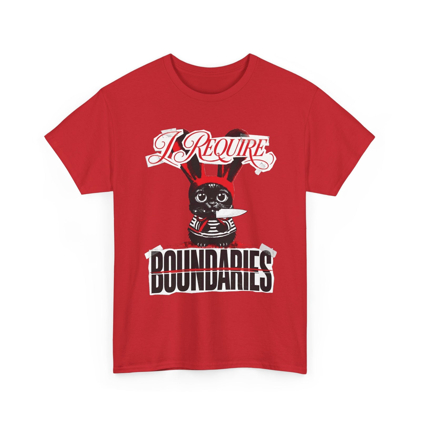 I Require Boundaries T-Shirt — Funny Creepy Cute Cat Knife Tee
