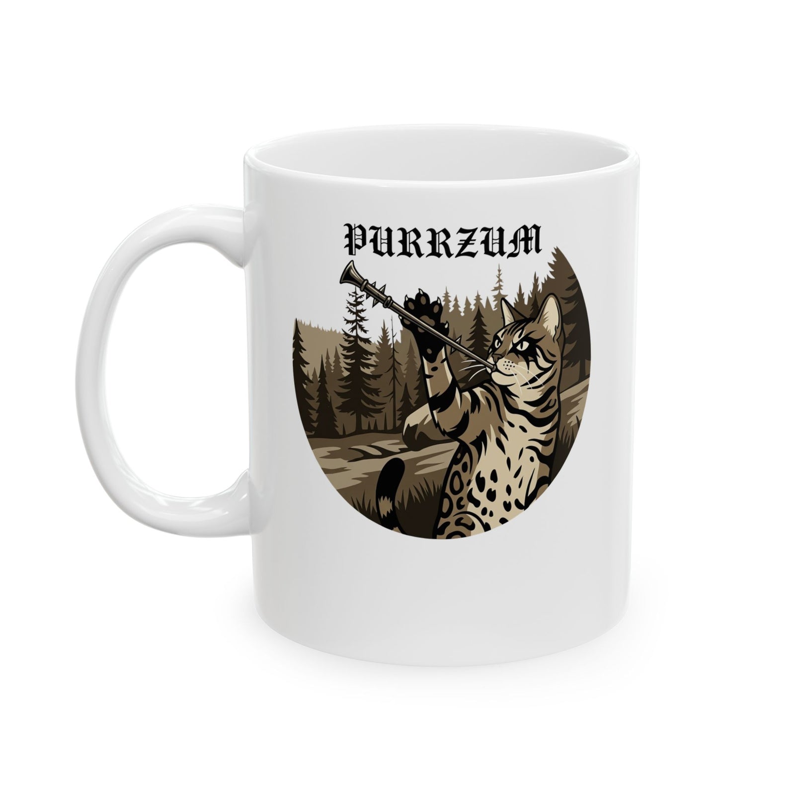 Funny Black Metal Cat Mug | Purrzum Corpse Paint Ceramic Mug