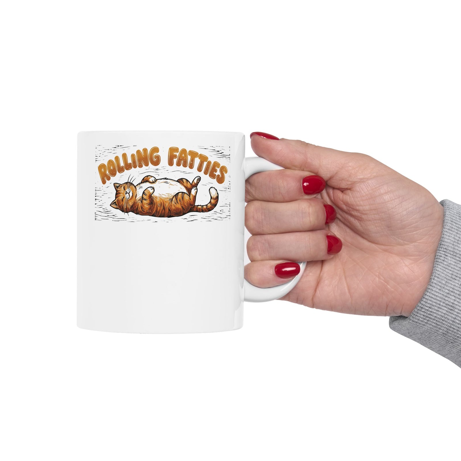 Rolling Fatties Cat Ceramic Mug — Cute Cartoon Cat Graphic Mug