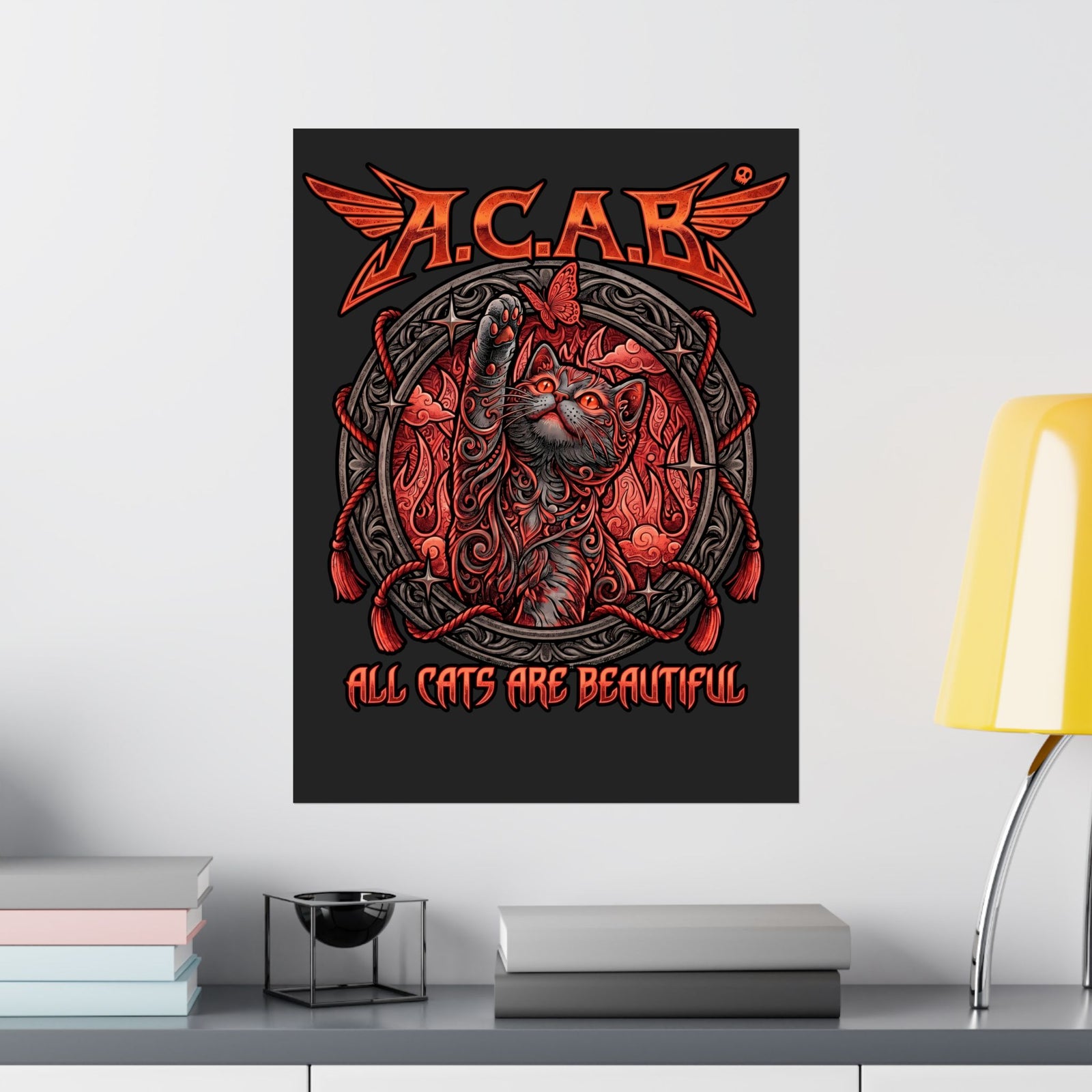ACAB All Cats Are Beautiful Poster — Heavy Metal Punk Feline Graphic Poster