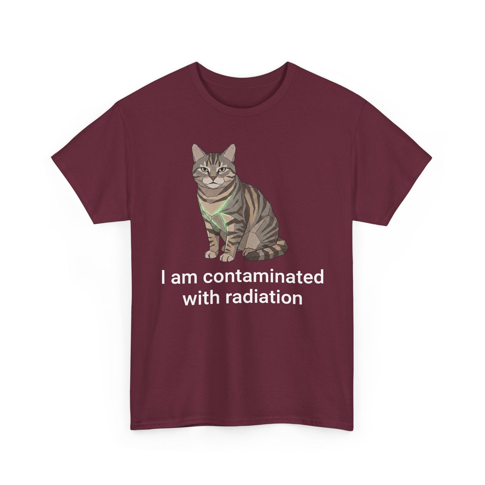 Funny Cat T-Shirt "I Am Contaminated with Radiation" Humorous Retro Radioactive Tee