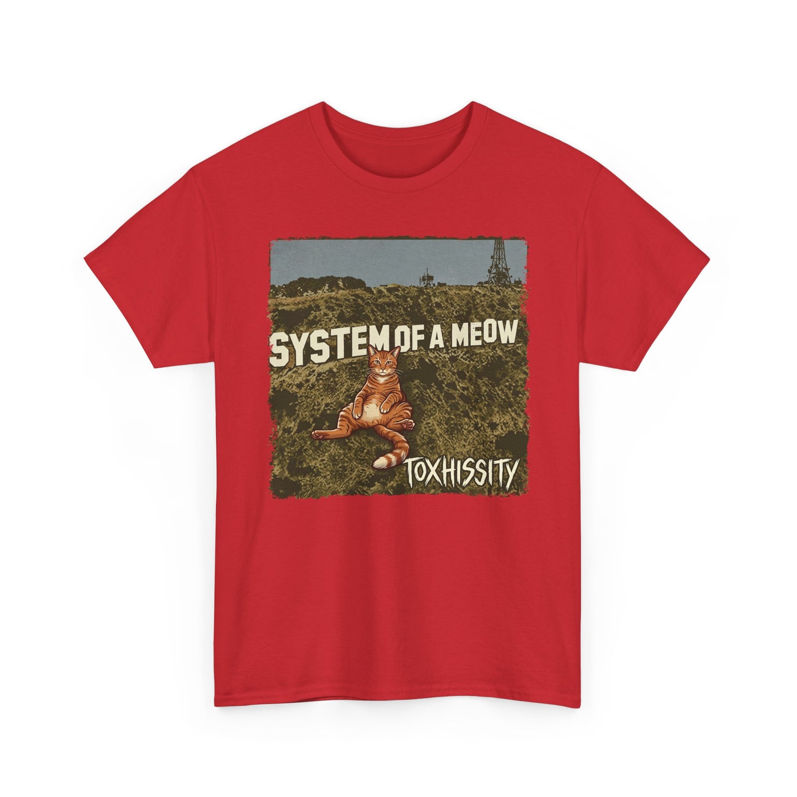 System of a Meow Cat Band Tee — "Toxhissity" Vintage Rock T-Shirt