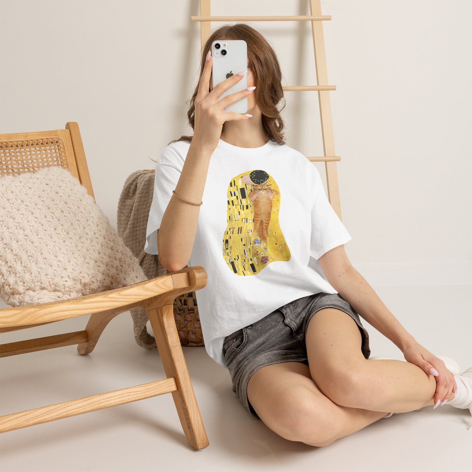 Cat & The Kiss T-Shirt — Romantic Cat Illustration Tee