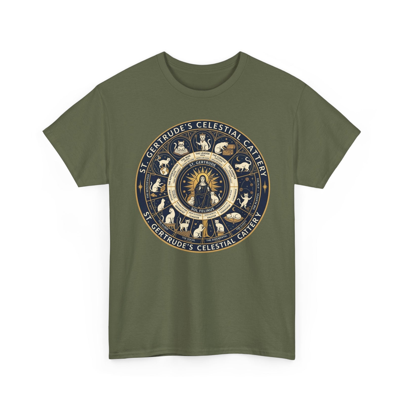 Saint Gertrude Gothic Cat Zodiac T-Shirt