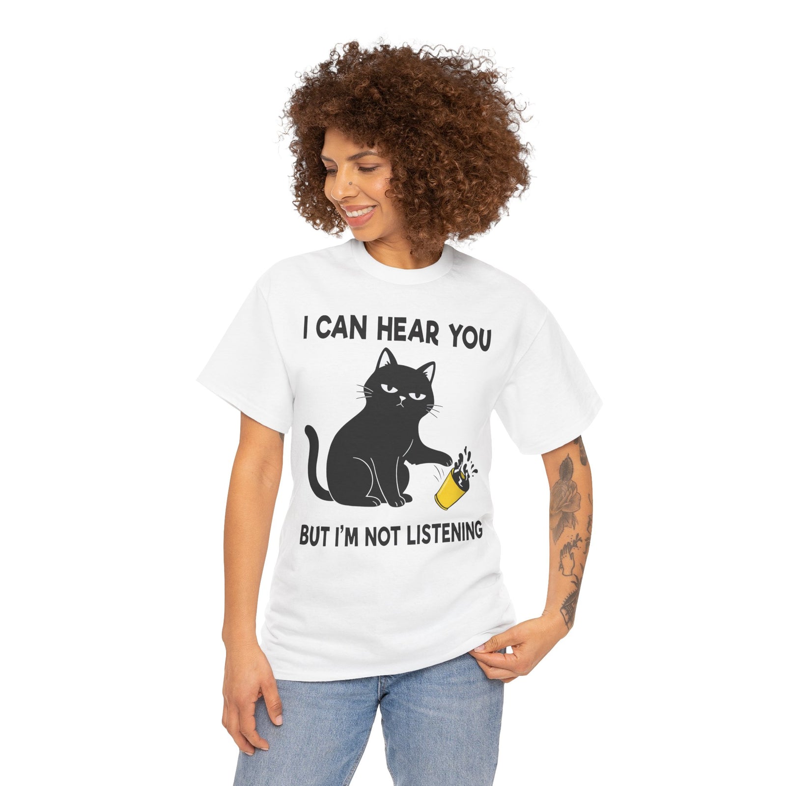 I Can Hear You But I'm Not Listening Funny Cat T-Shirt - Sarcastic Cat Lover Gift