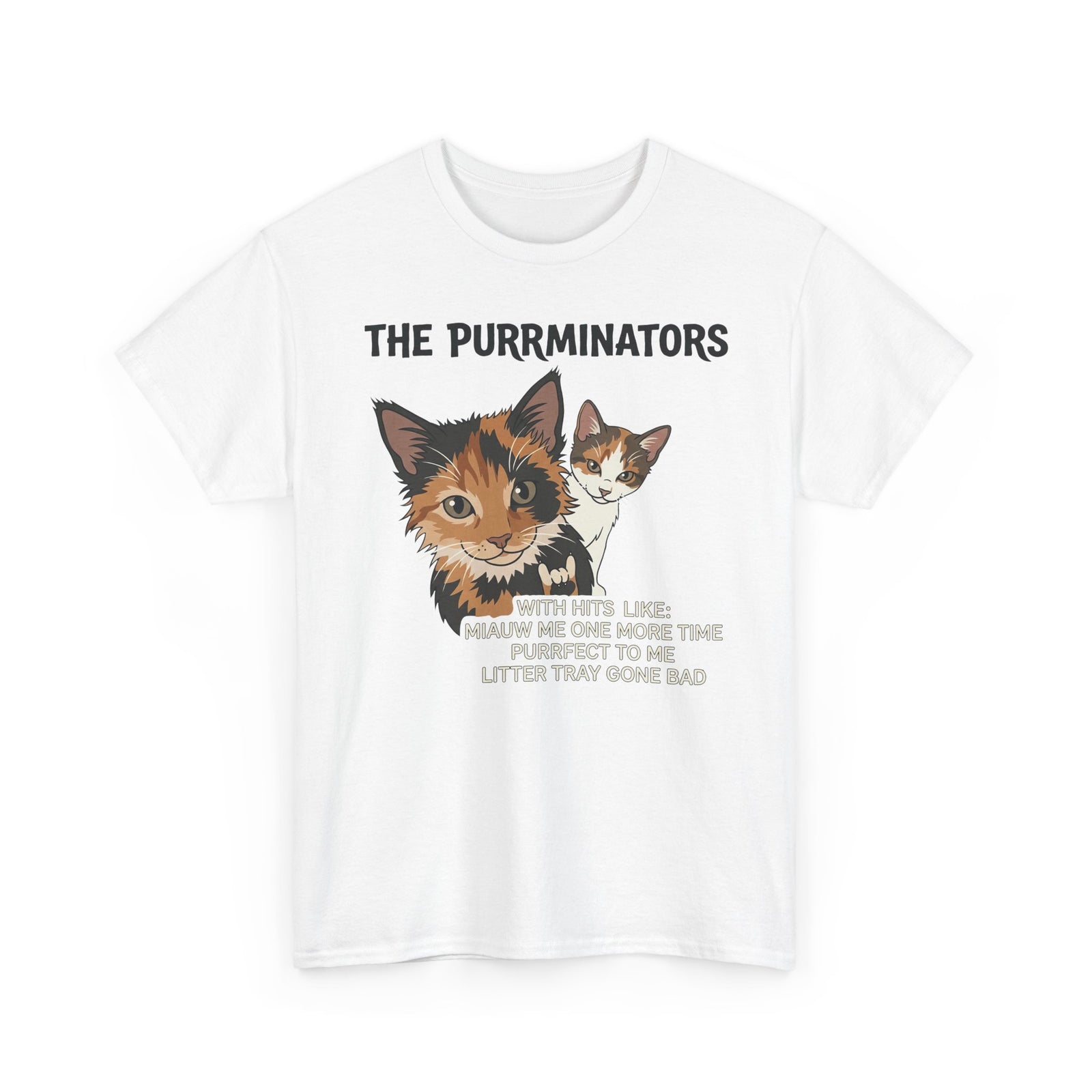 Cat Band Tee — "The Purrminators" Graphic T-Shirt