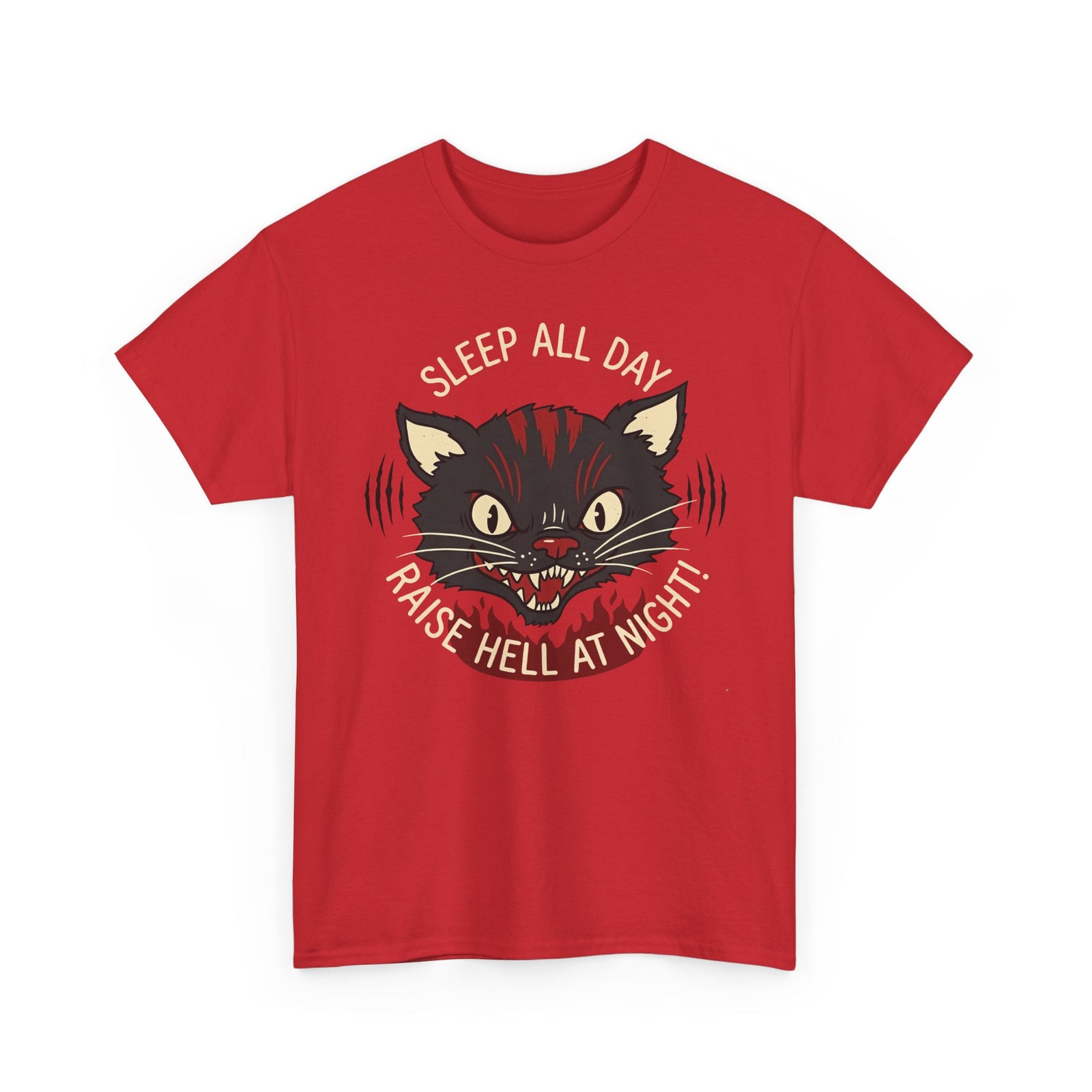 Funny Cat 'Sleep All Day, Raise Hell At Night' T-Shirt