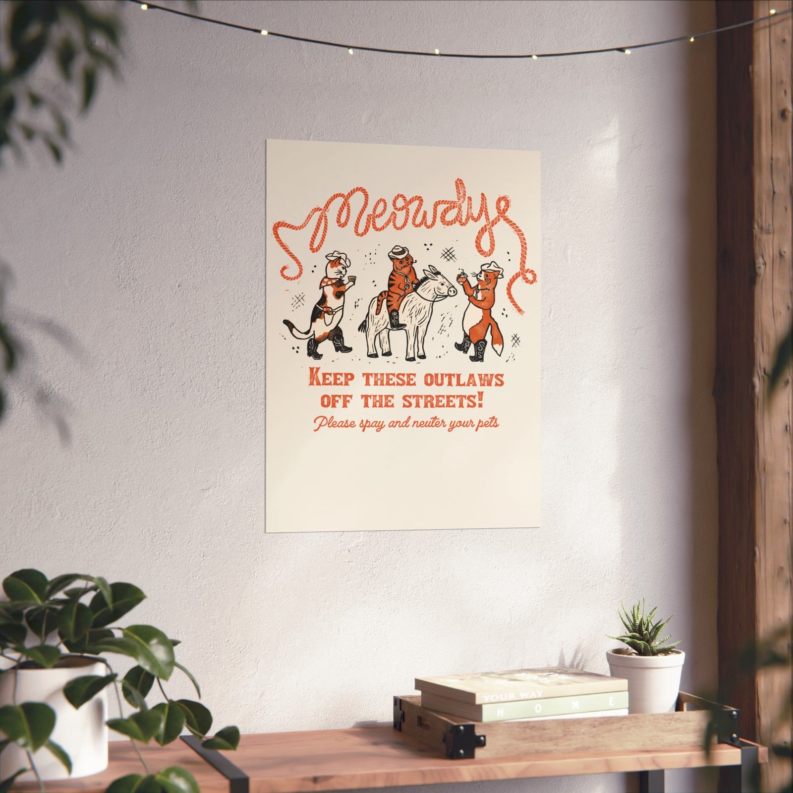 Meowdy Cat Poster — Funny Cowgirl Cat Poster