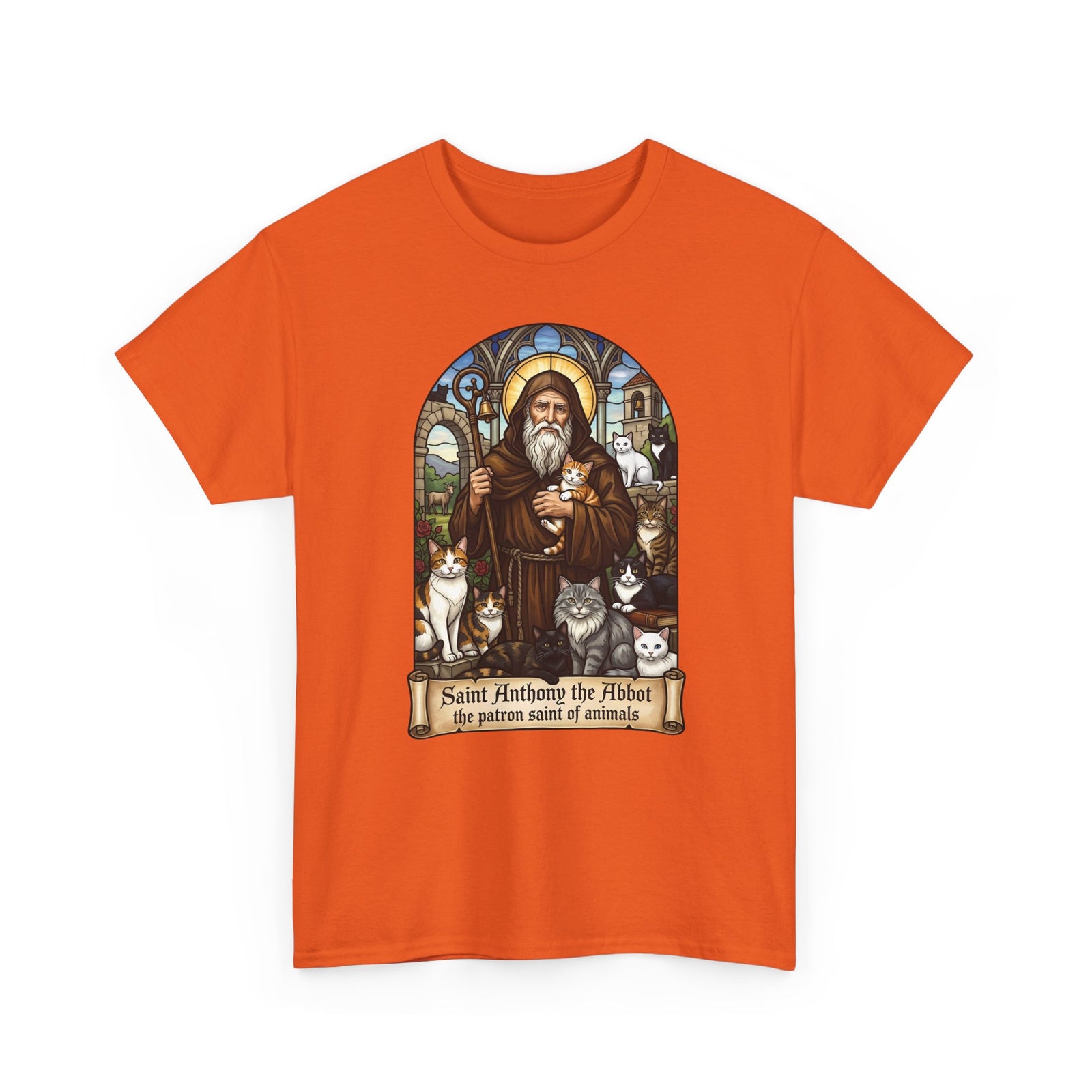 Saint Anthony the Abbot Cat T-Shirt Patron Saint of Animals Shirt