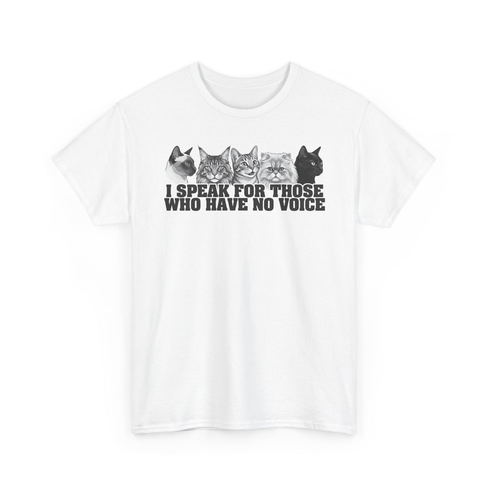Cat Lover T-Shirt — "I Speak for Those Who Have No Voice" Animal Rescue Tee