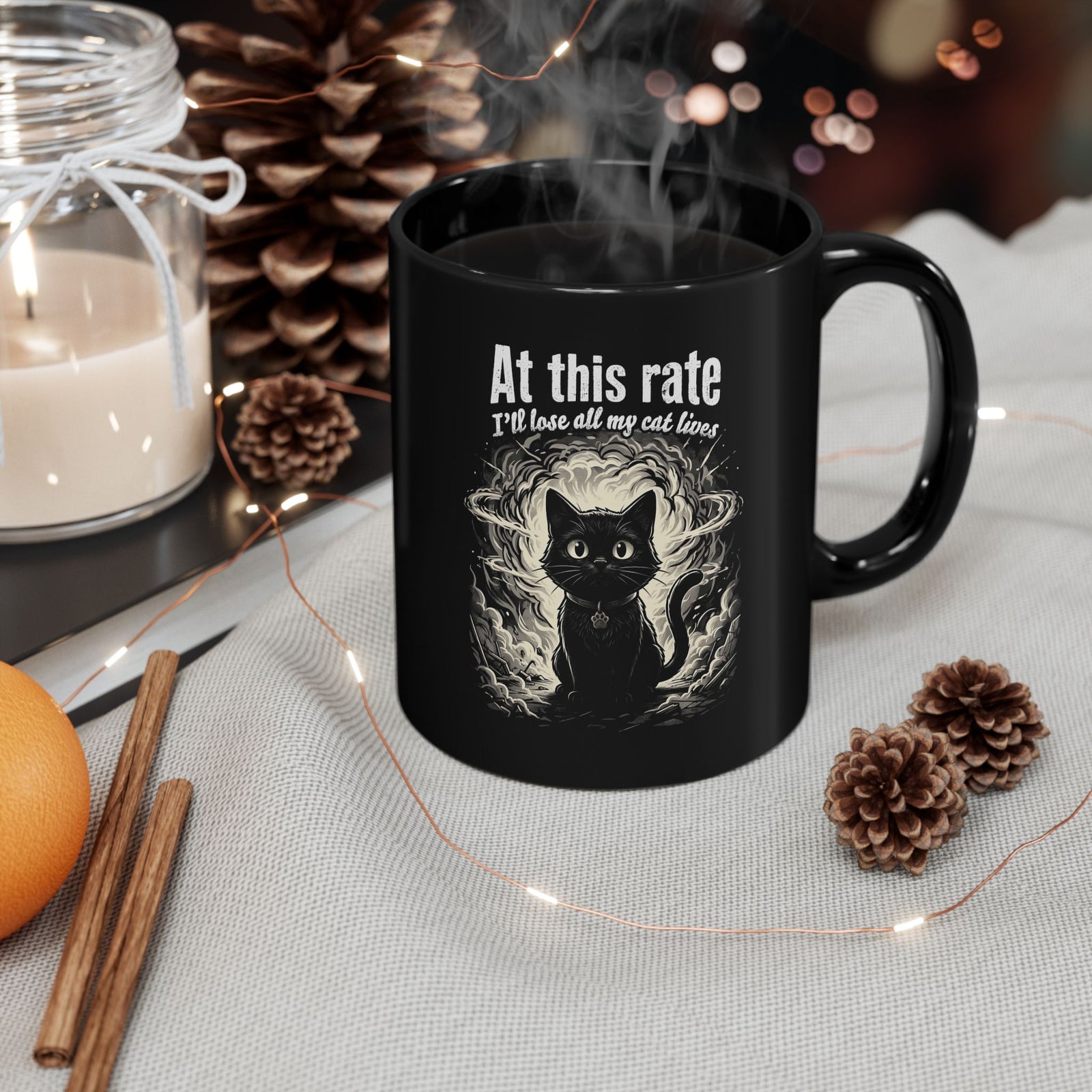 Apocalypse Cat Black Mug Post-Apocalyptic Cat Graphic Mug