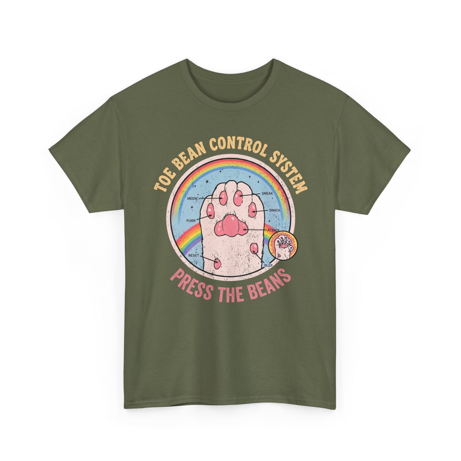 Toe Bean Control System T-Shirt — Funny Cat Paw Infographic Tee