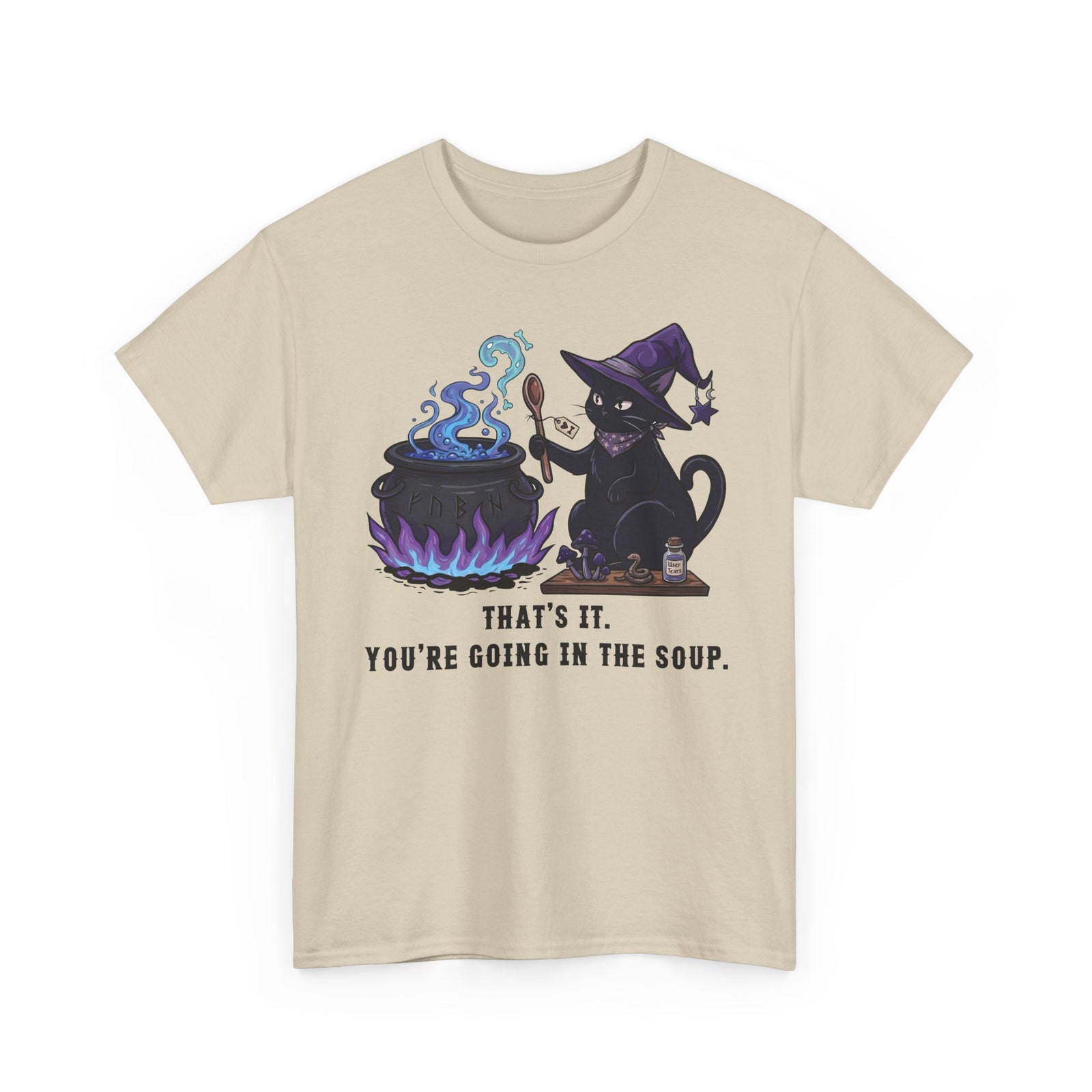Black Cat “Purrfect Potion” Tee — Witchy Cat Graphic T-Shirt