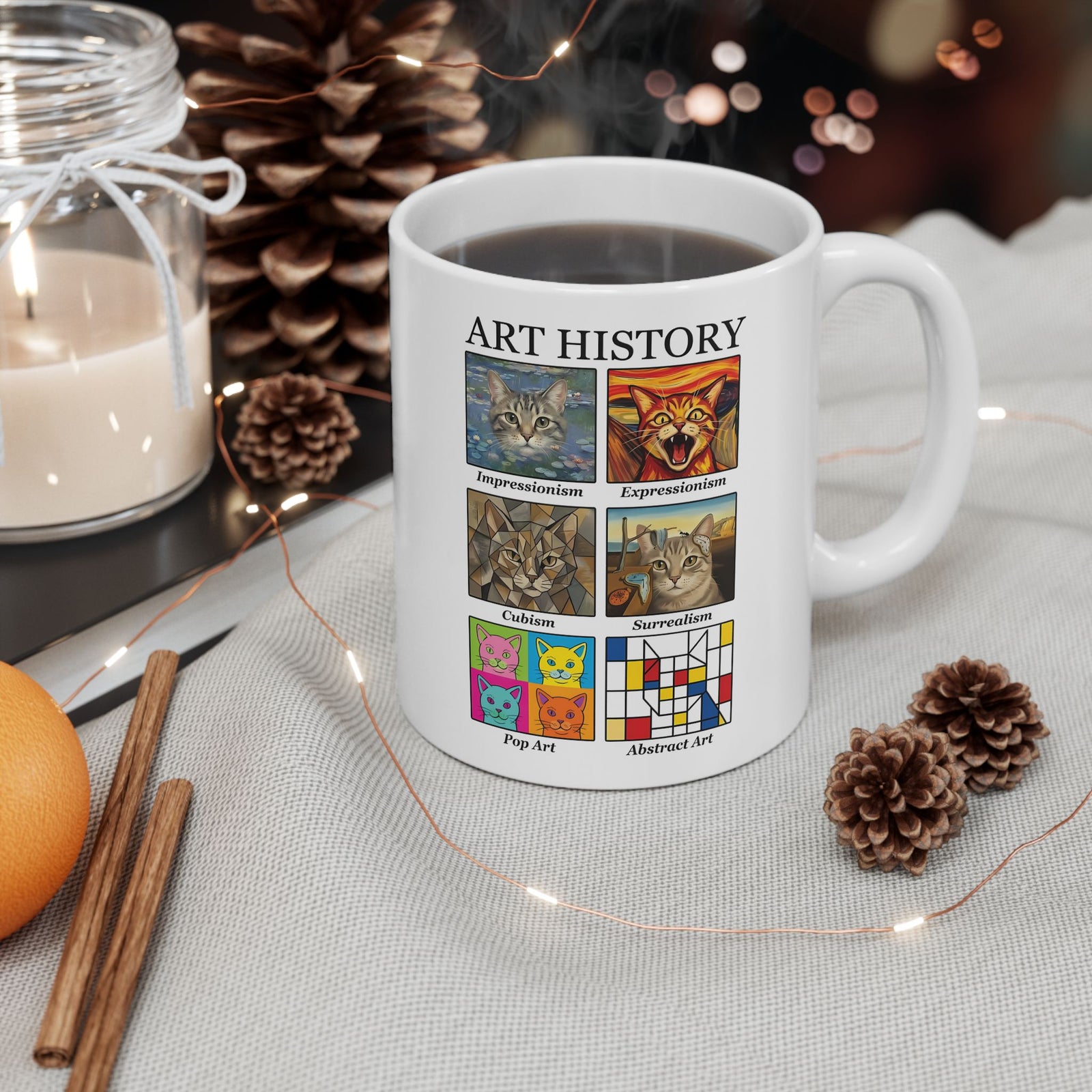 Cats in Masterpieces Ceramic Mug — Artistic Cat Painting Mug