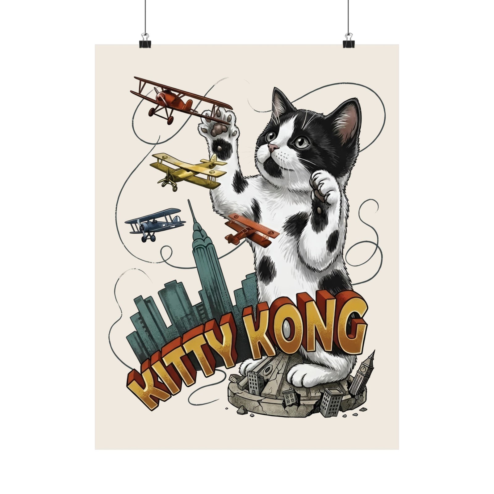 Kittie Kong Parody Cat Poster — Funny Vintage-Style Cat Poster