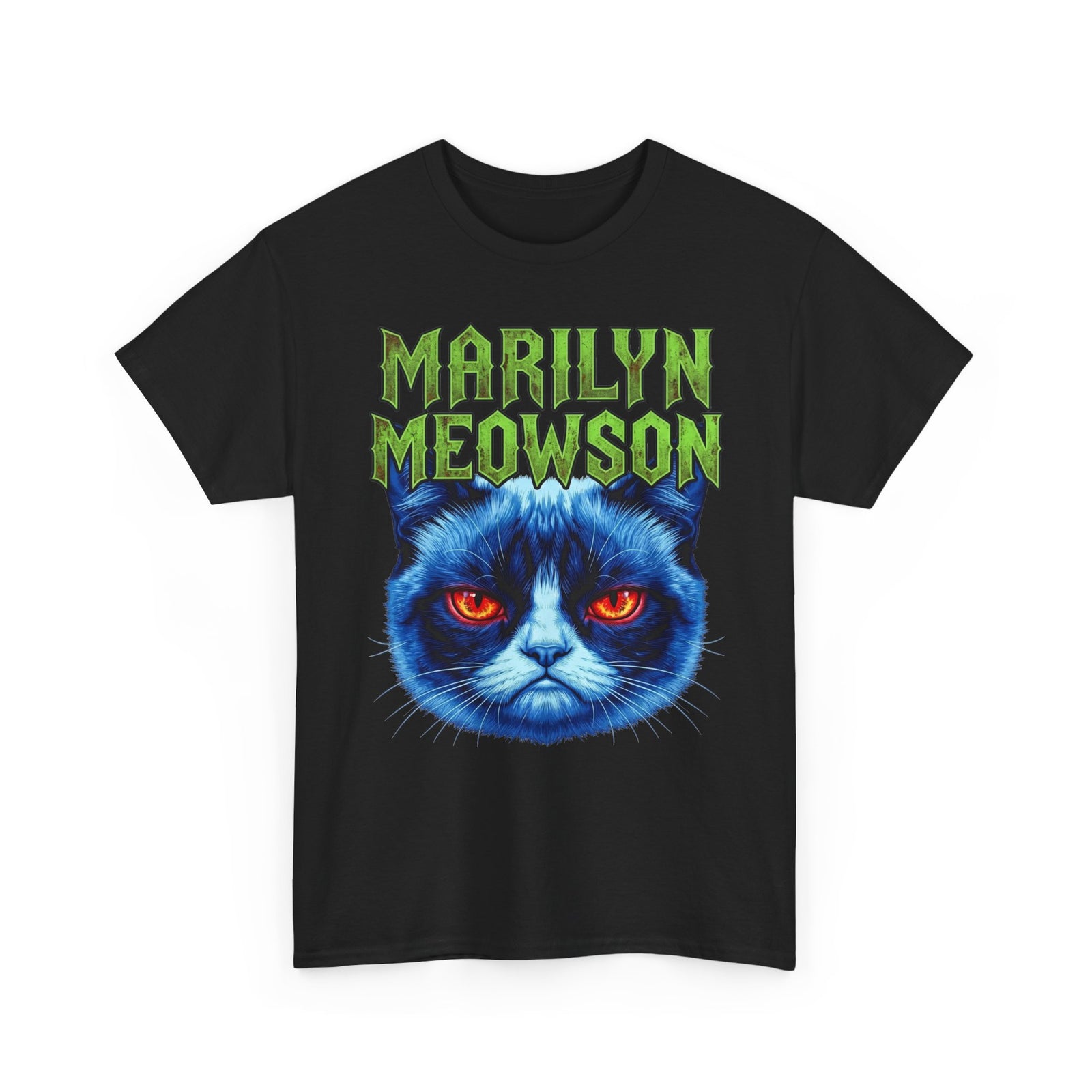 Marilyn Meowson Cat Band Tee — Retro Neon Gothic Graphic T-Shirt