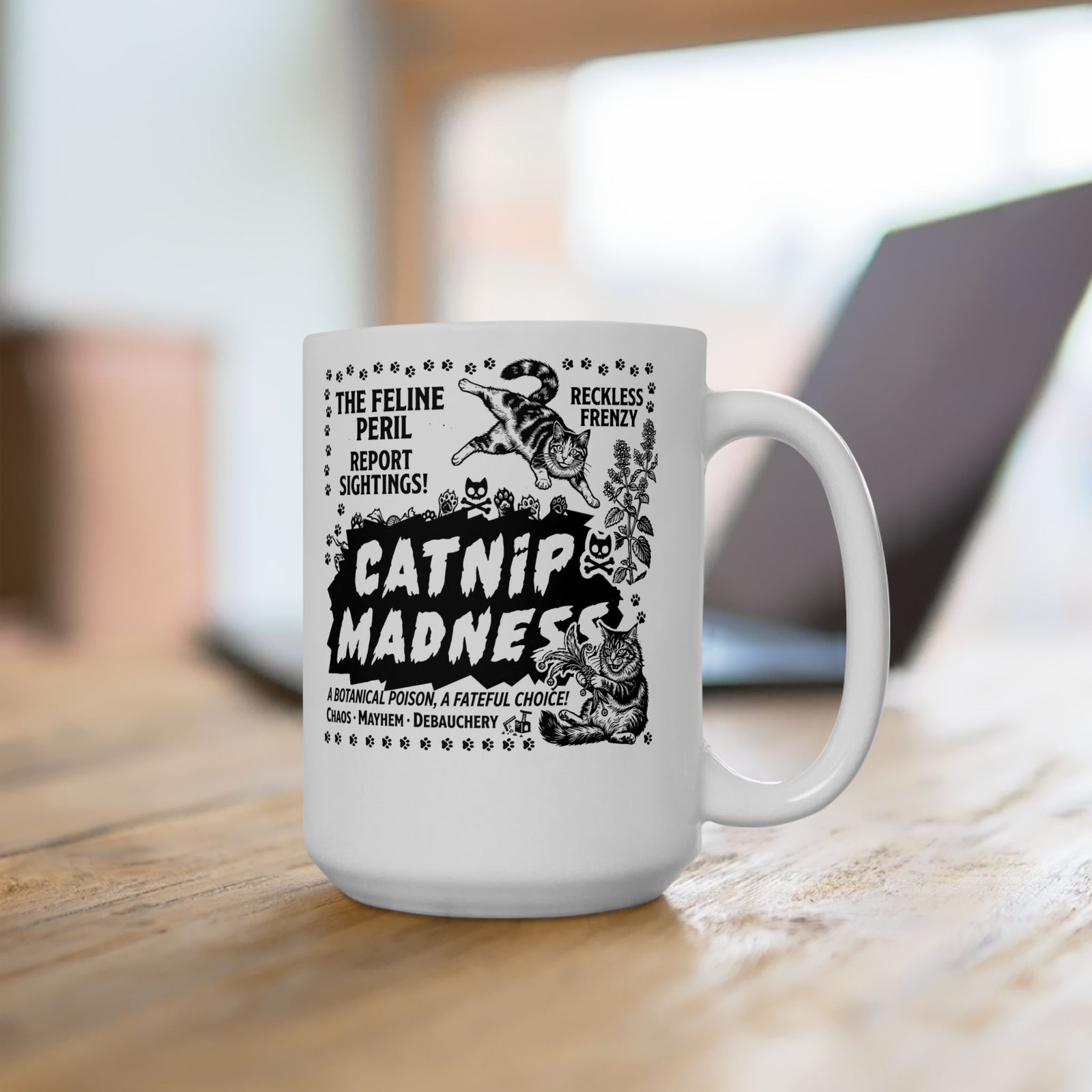Catnip Madness Cat Ceramic Mug