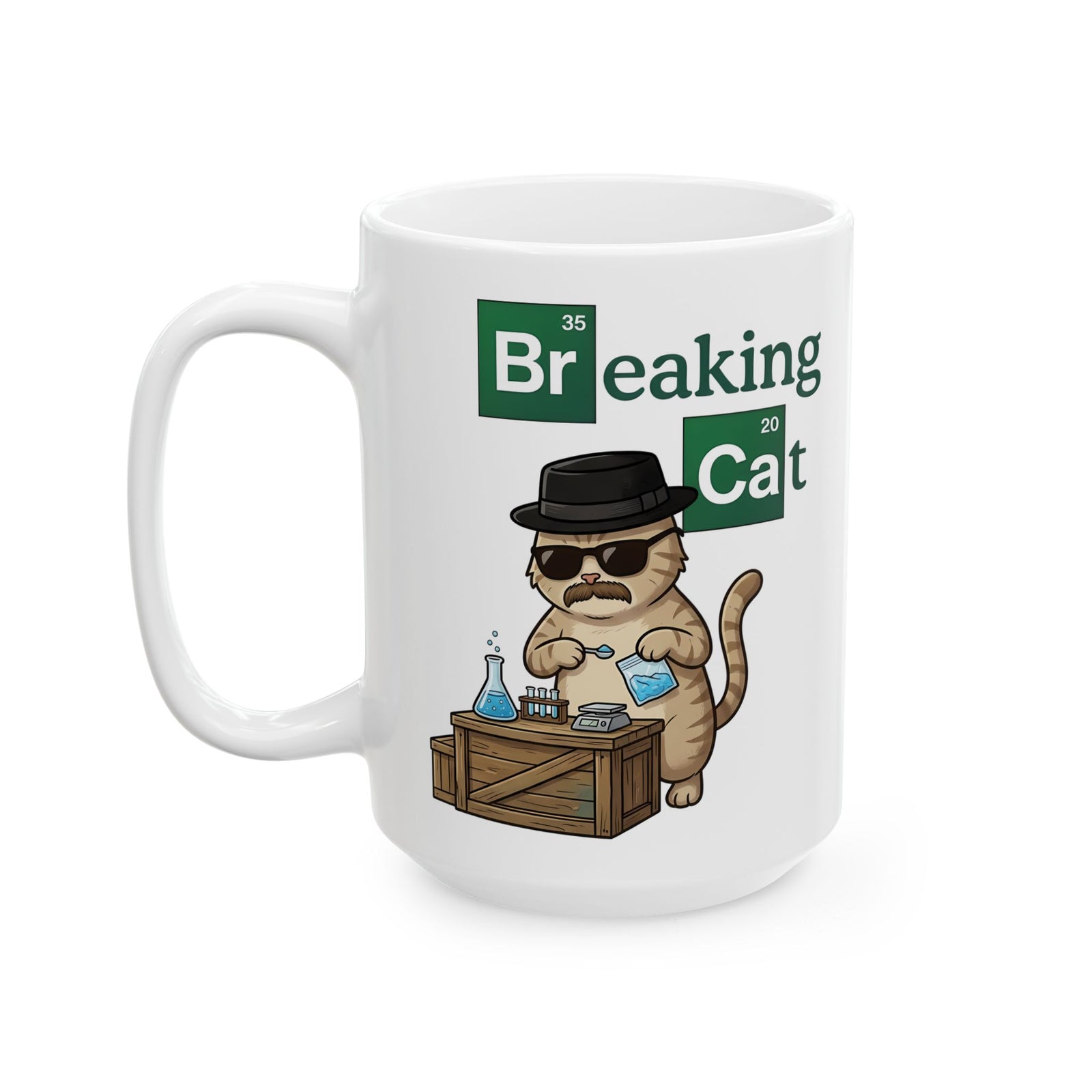 Breaking Cat Ceramic Mug — Funny Cat Graphic Mug