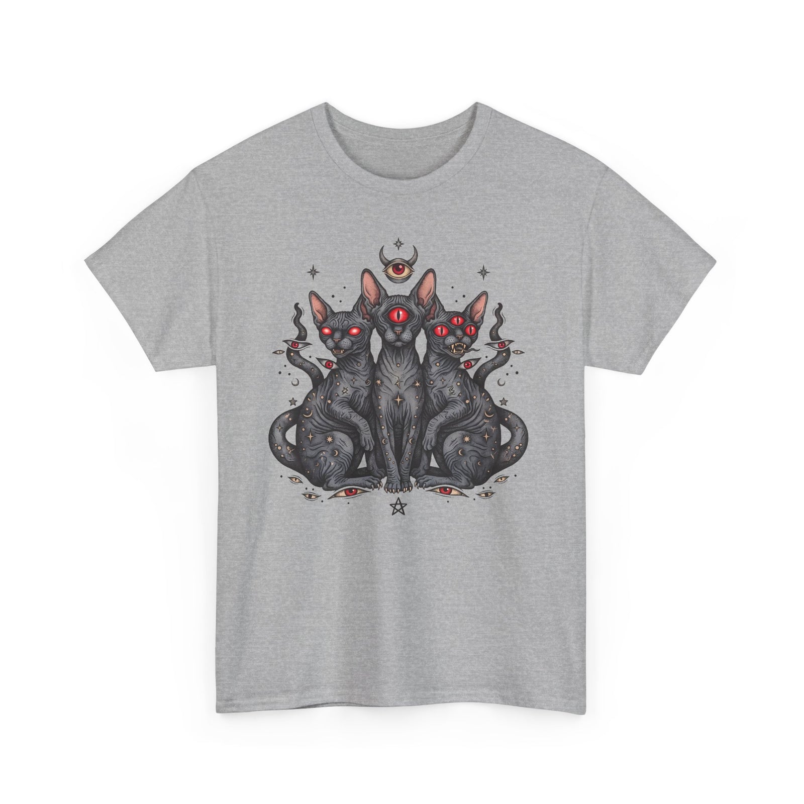 Occult Sphynx Trinity Shirt — Gothic Esoteric Hairless Cat T-Shirt