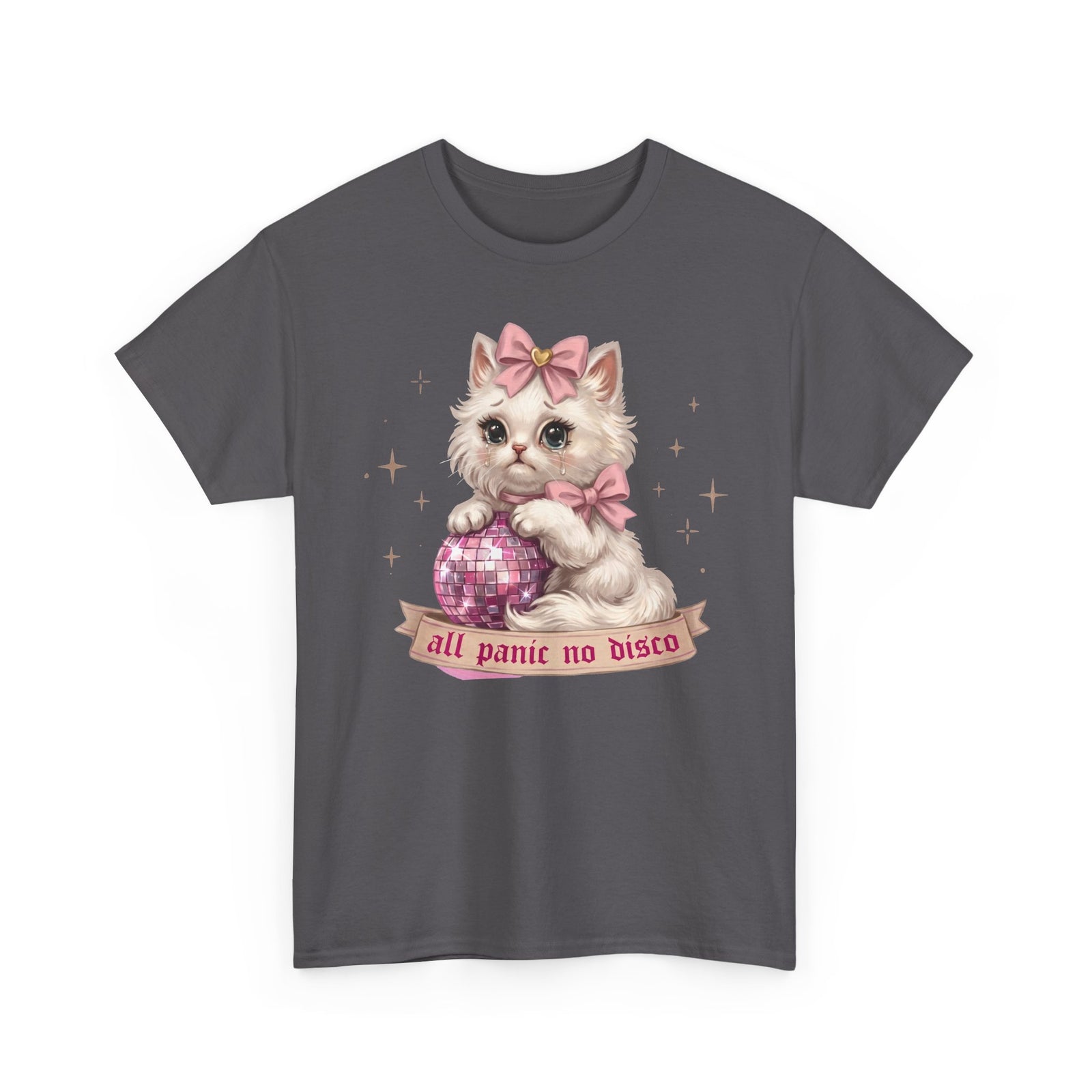 All Panic No Disco T-Shirt — Crying Kitten Pink Disco Ball Tee