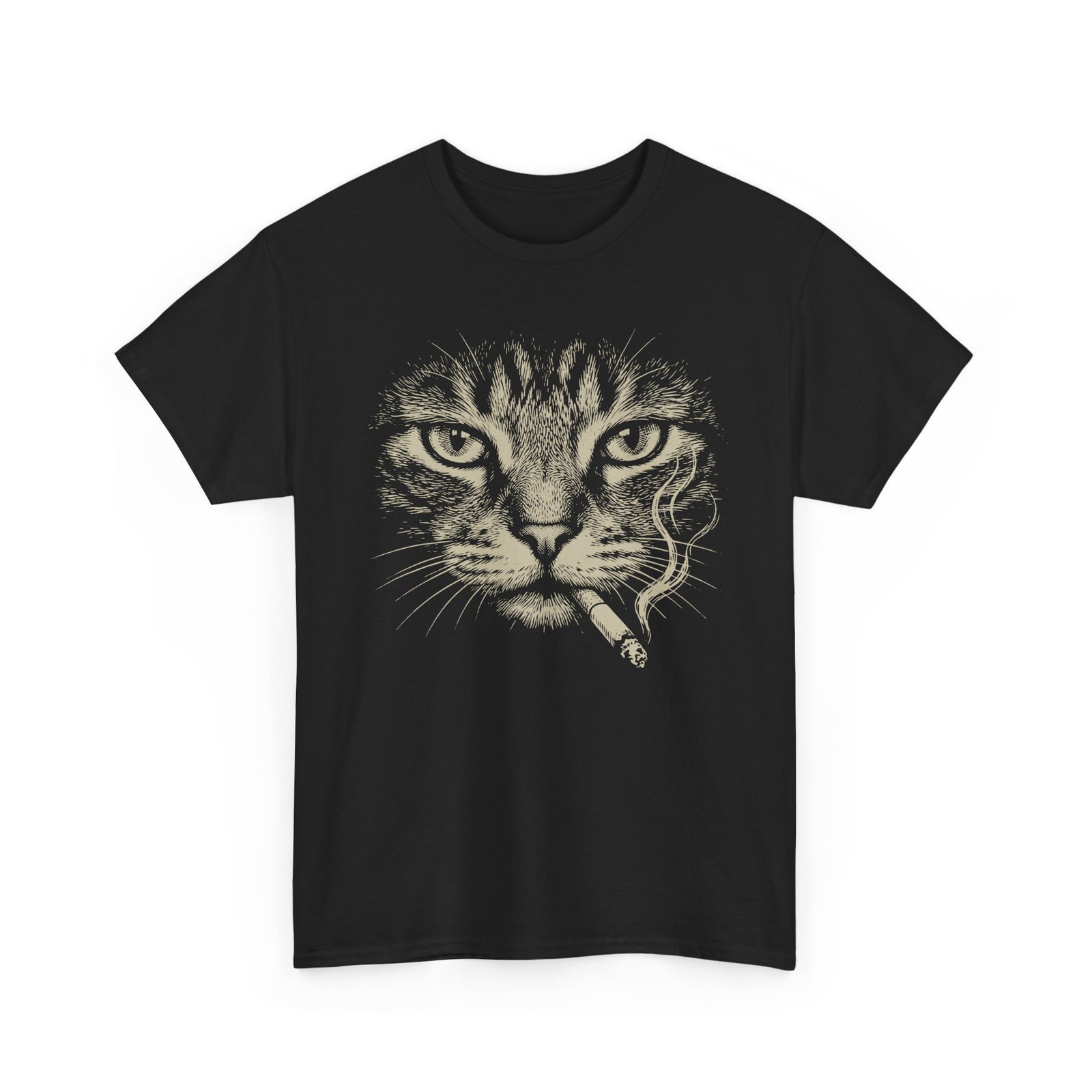 Smoking Cat T-Shirt — Vintage Grunge Cat Graphic Tee