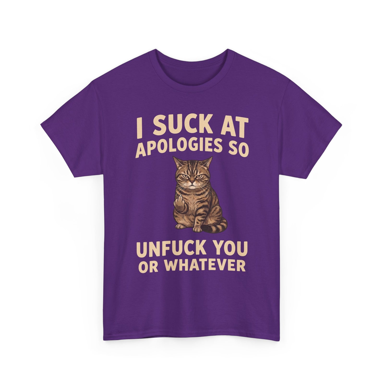 I Suck At Apologies So Unfuck You Or Whatever T-Shirt — Funny Grumpy Cat Middle Finger Tee