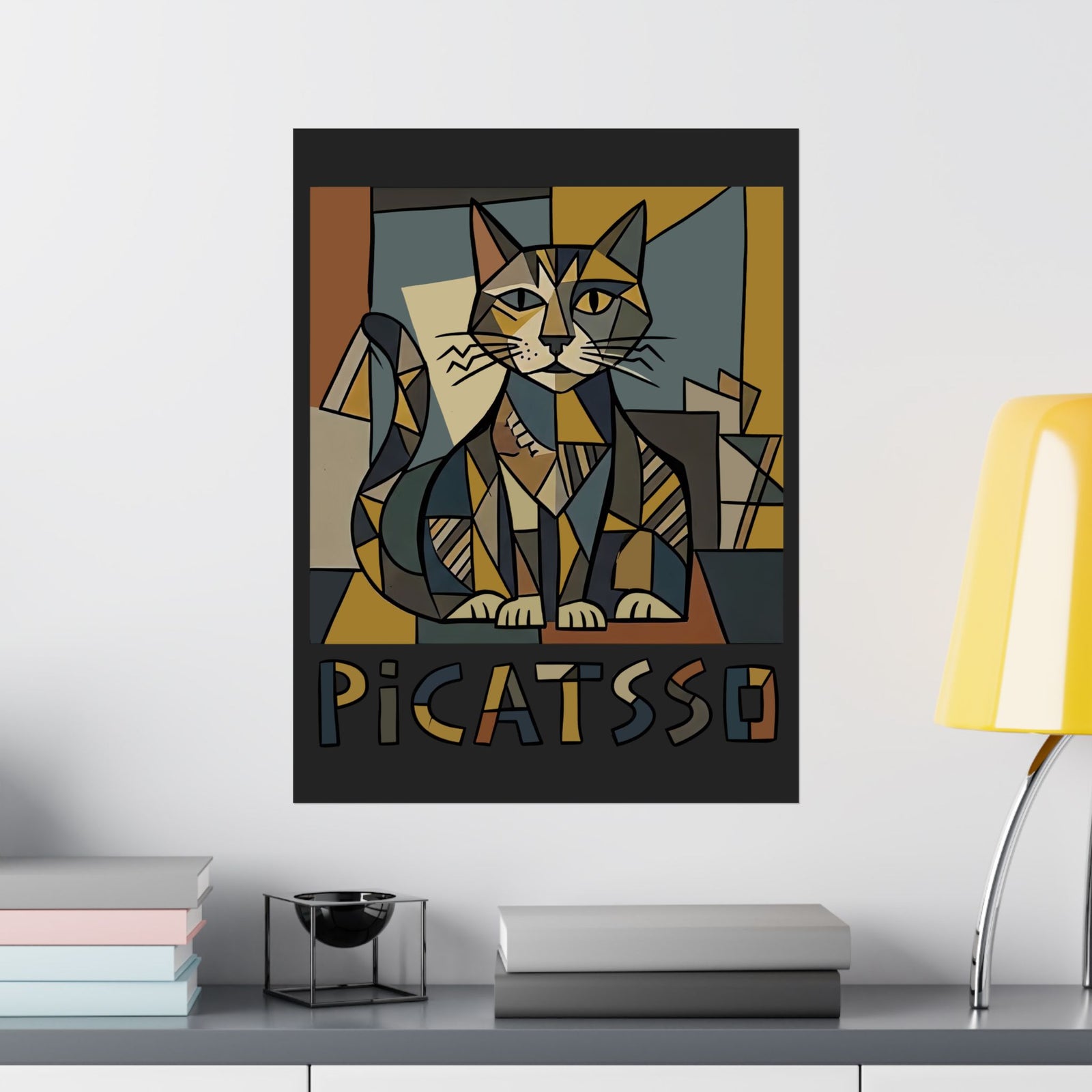 Picatsso Cat Art Poster — Playful Cat Picasso Design