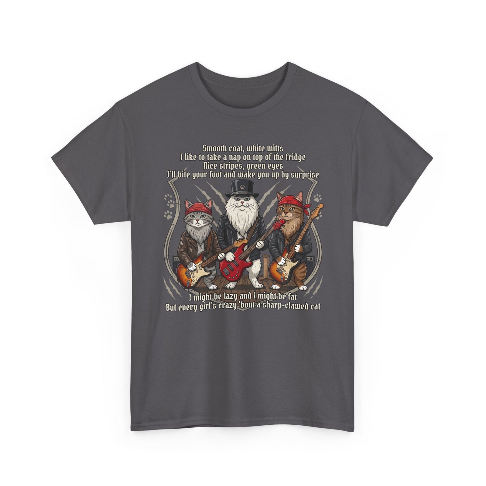 Cat Rock Band T‑Shirt — "I Might Be Lazy" Funny Guitar Cats Tee