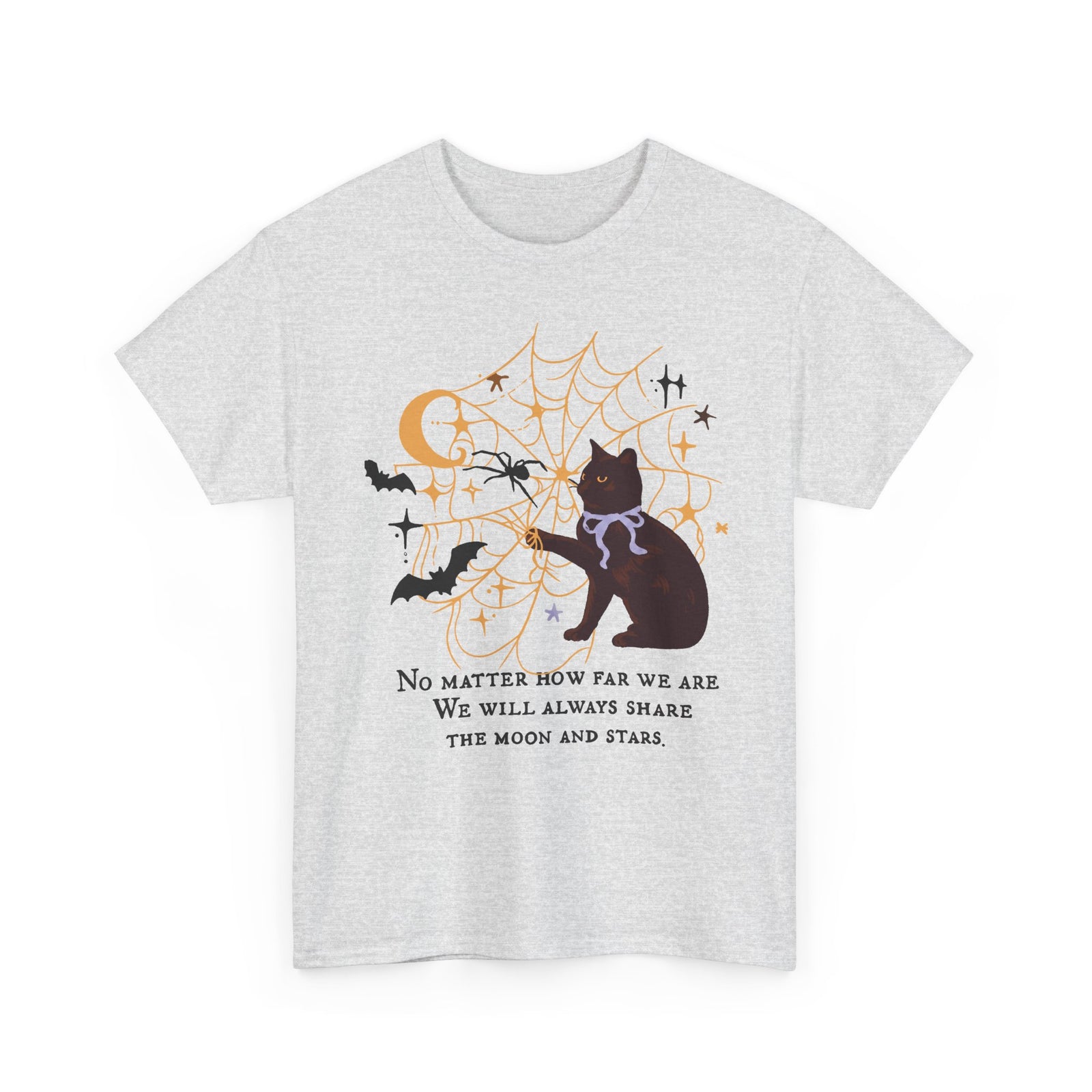 We Will Always Share The Moon And Stars Black Cat T-Shirt — Celestial Halloween Tee