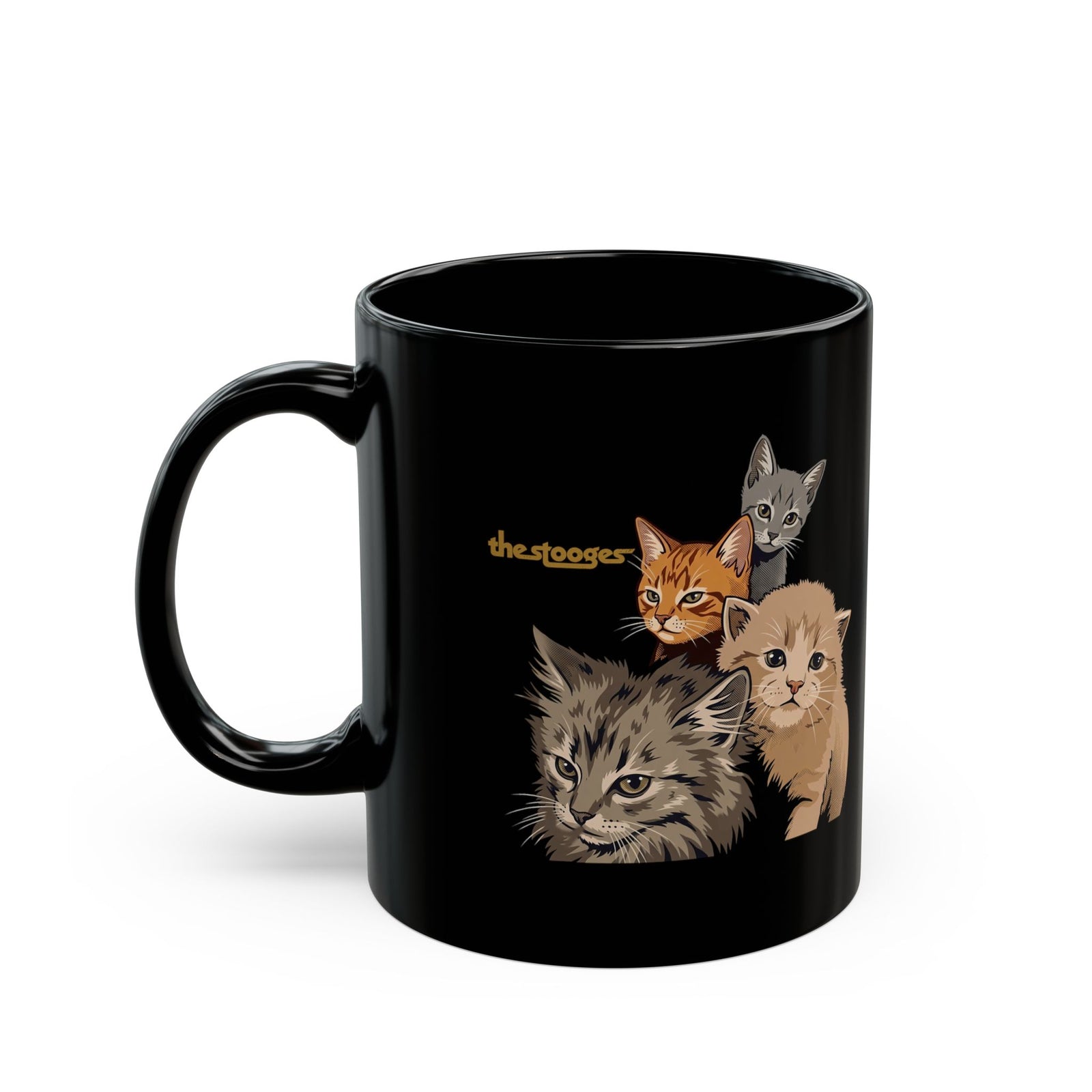 The Stooges Cat Black Mug
