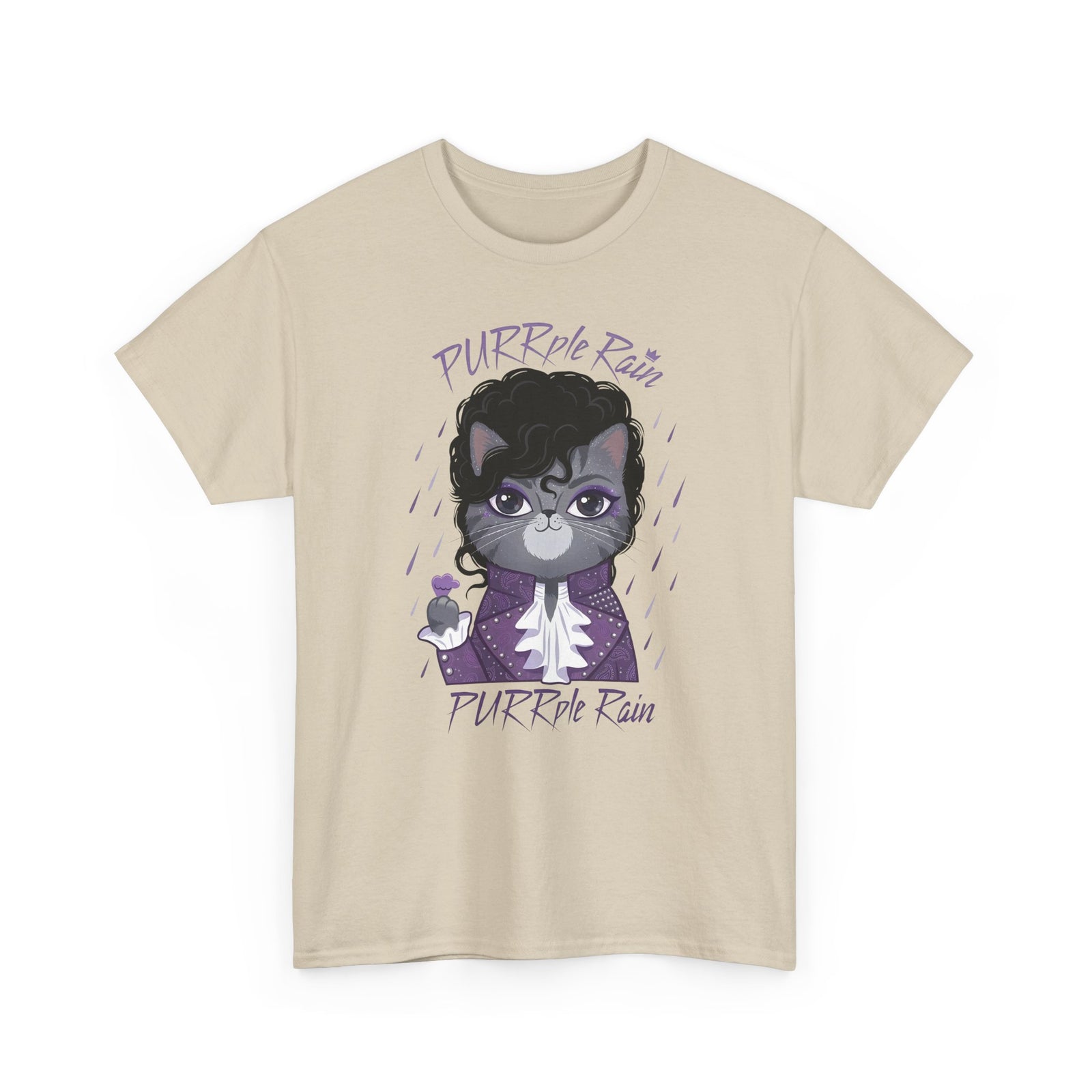 Purrple Rain Cat Parody T-Shirt — Cute Cat 'Purrple Rain' Graphic Tee