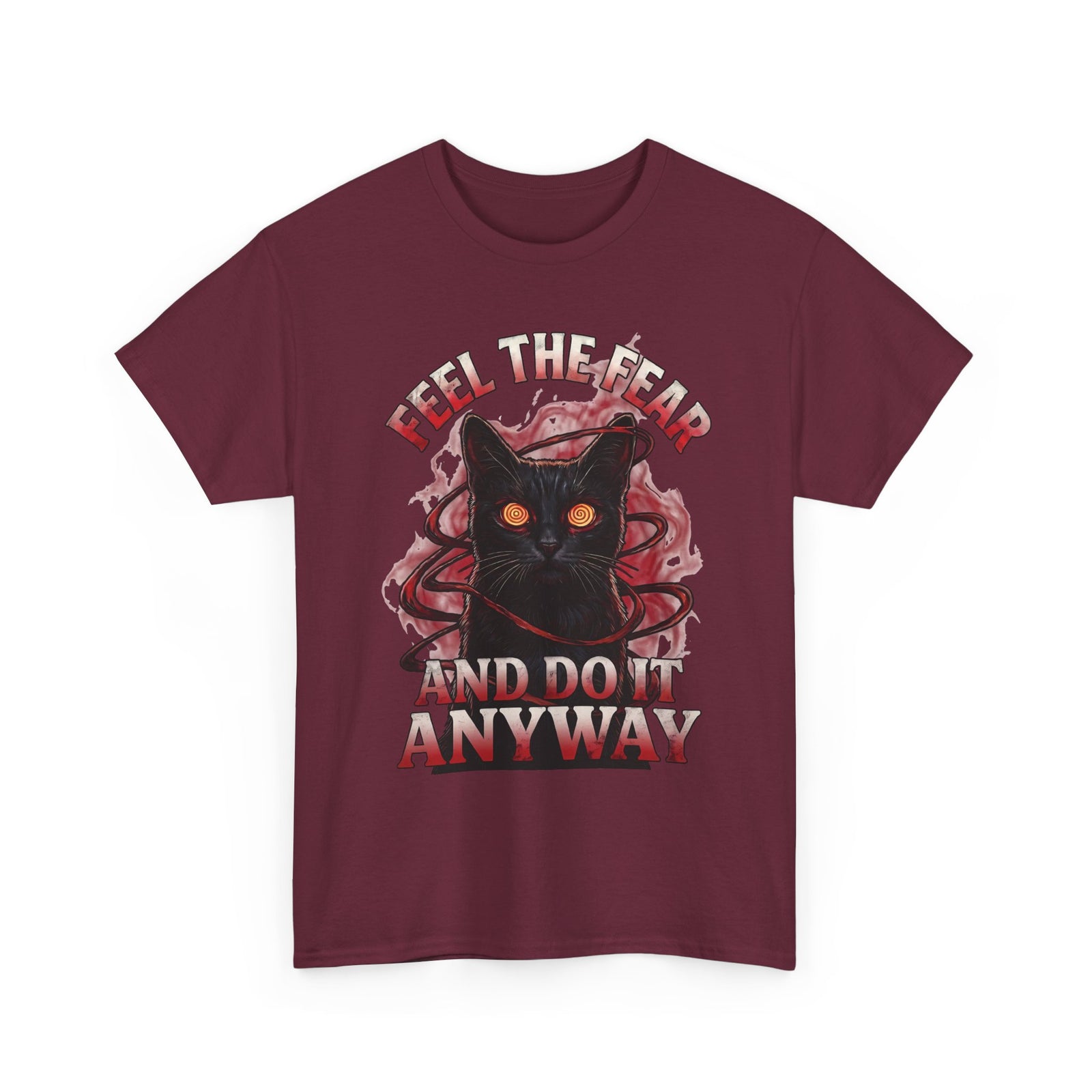 Feel The Fear And Do It Anyway T-Shirt — Hypnotic Black Cat Horror Graphic