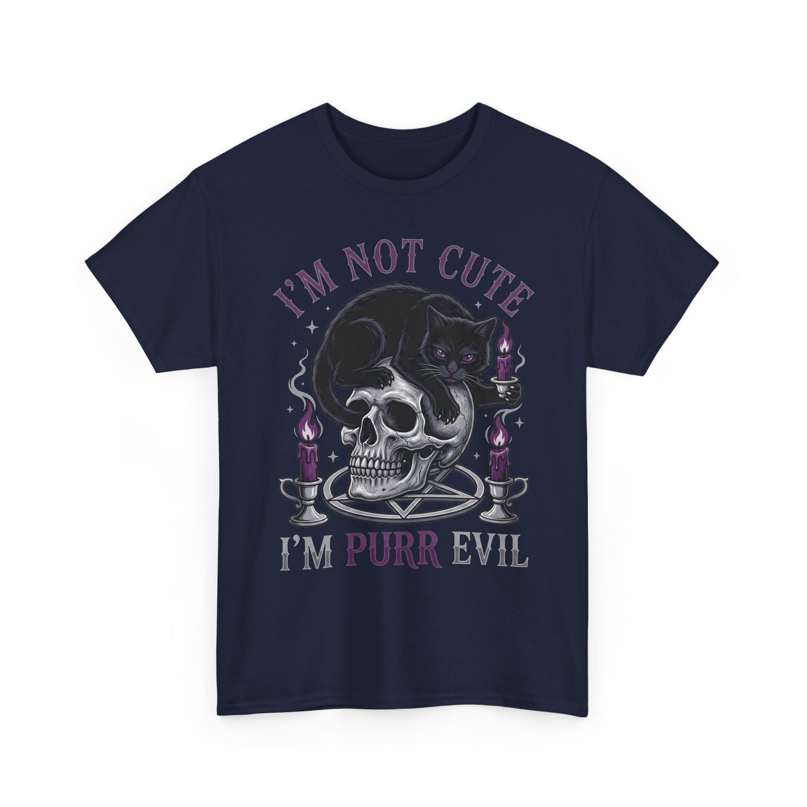 I'm Not Cute I'm Purr Evil T-Shirt – Gothic Cat Skull Tee
