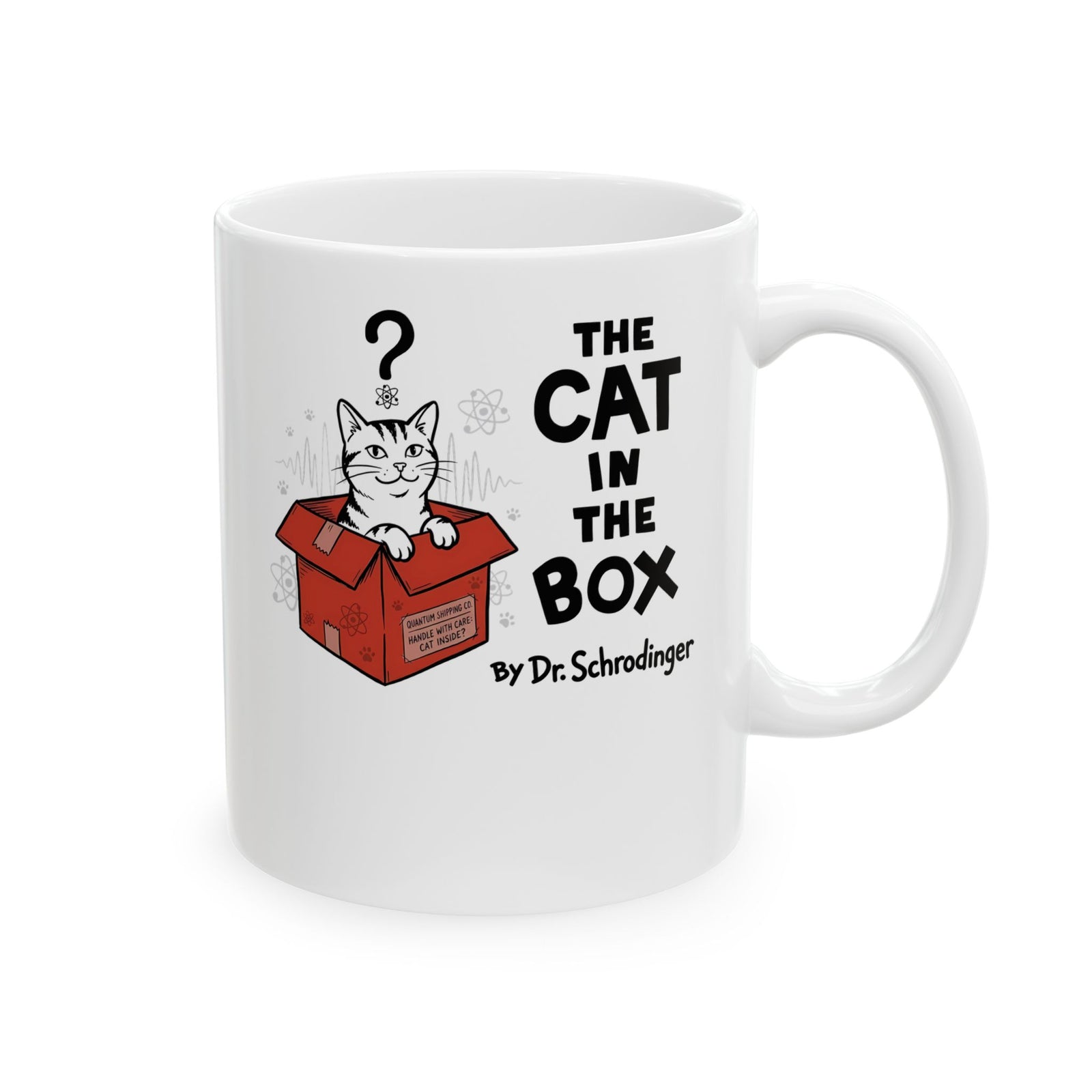 The Cat in the Box Ceramic Mug — Cute Cat in a Box Graphic Mug