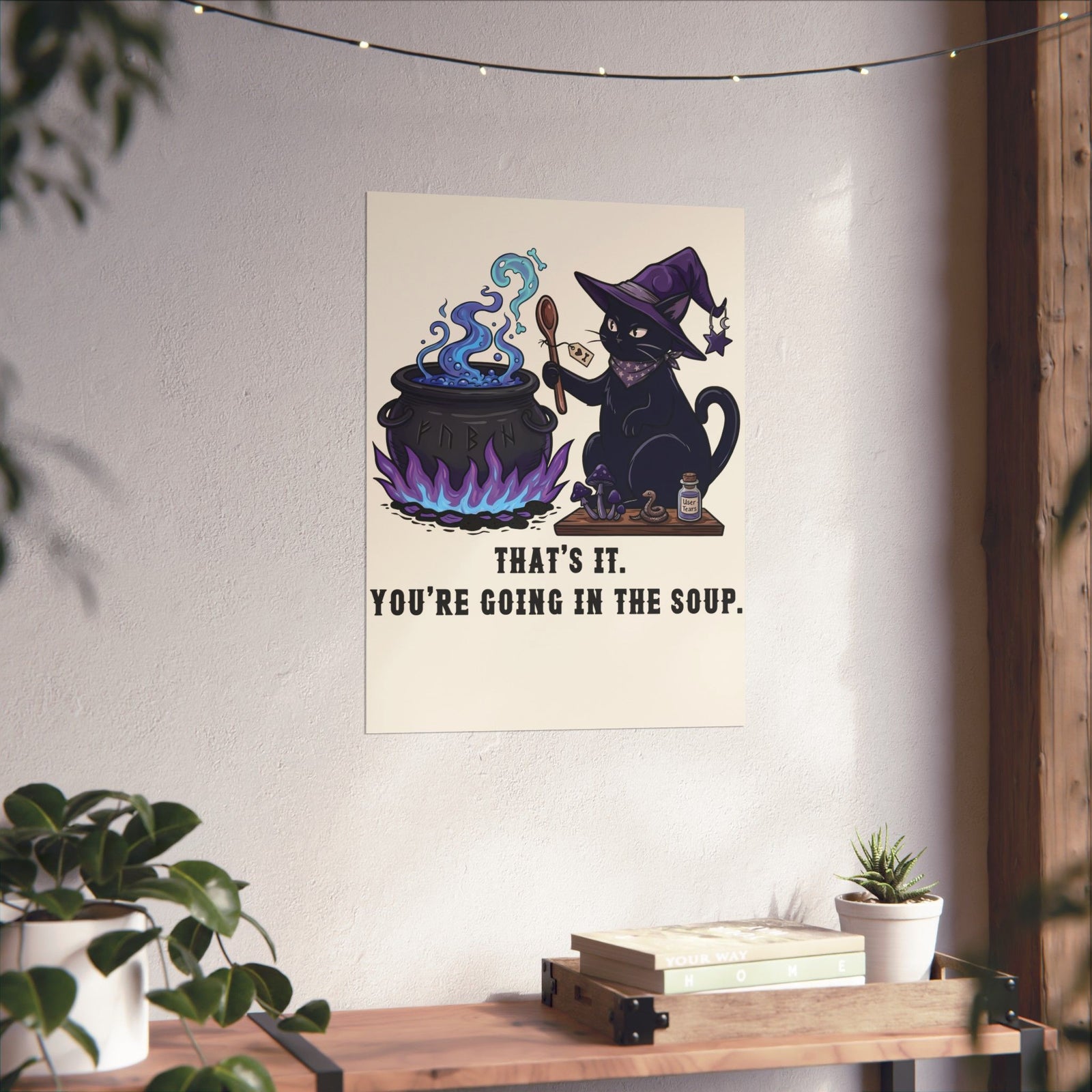 Black Cat “Purrfect Potion” Poster — Witchy Cat Graphic Poster