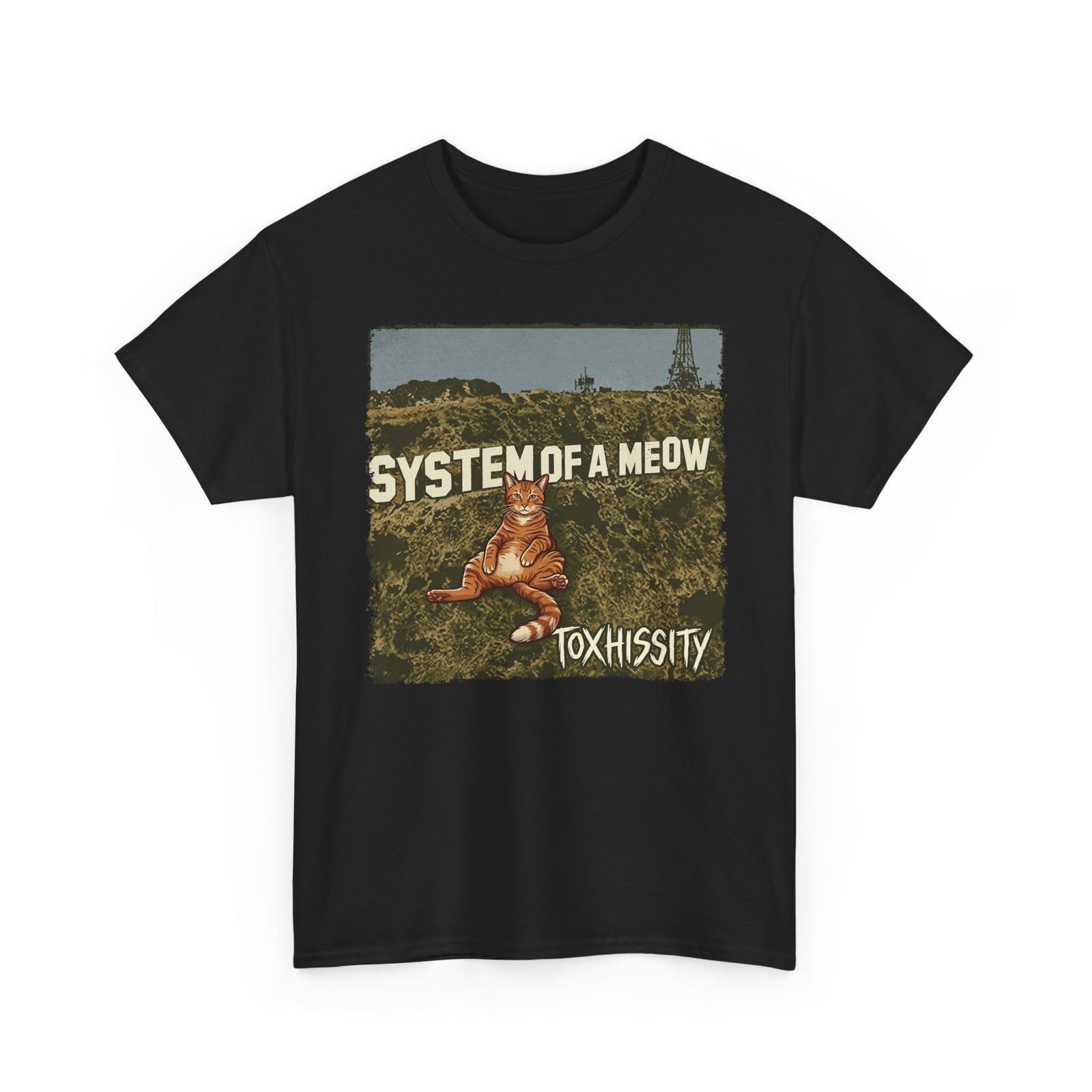 System of a Meow Cat Band Tee — "Toxhissity" Vintage Rock T-Shirt
