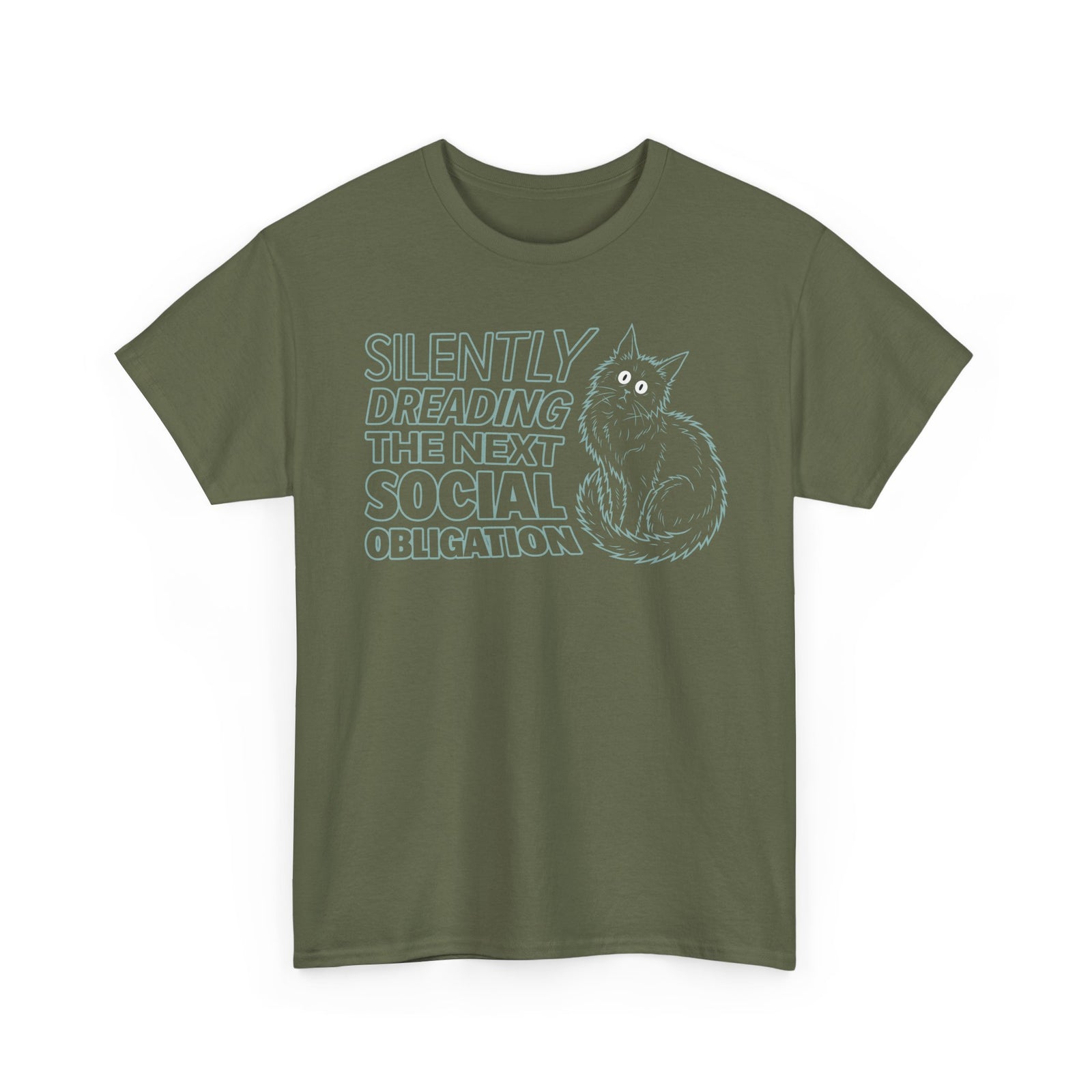 Introvert Cat T-Shirt — "Silently Dreading the Next Social Obligation"