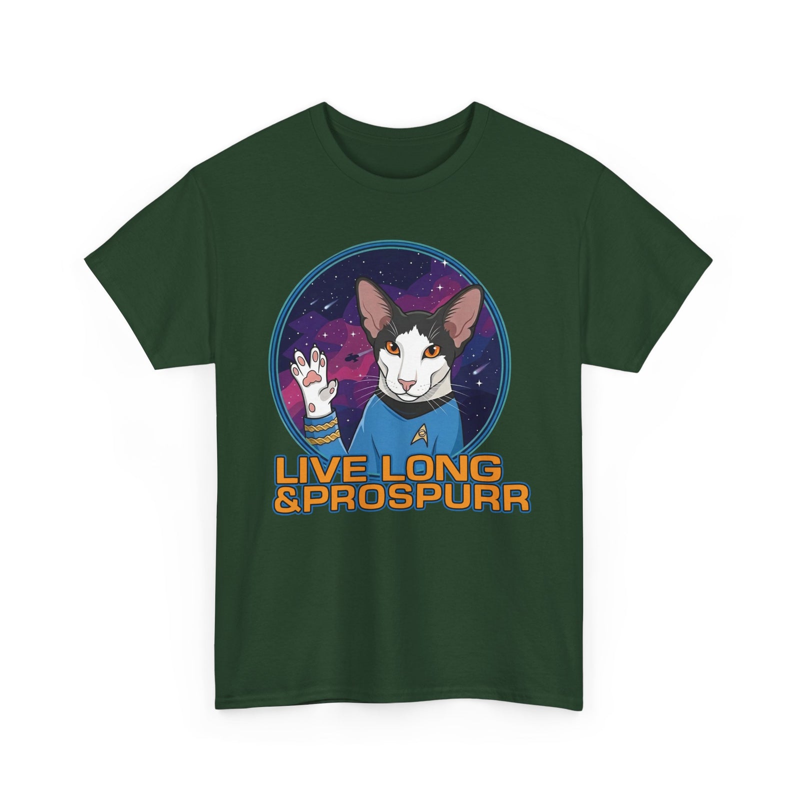 Sci‑Fi Cat 'Live Long Prospurr' T-Shirt