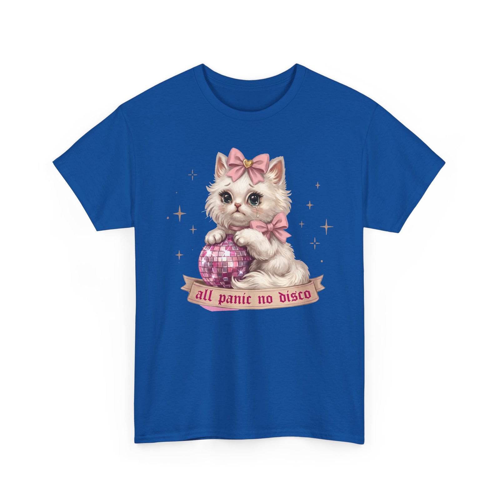 All Panic No Disco T-Shirt — Crying Kitten Pink Disco Ball Tee