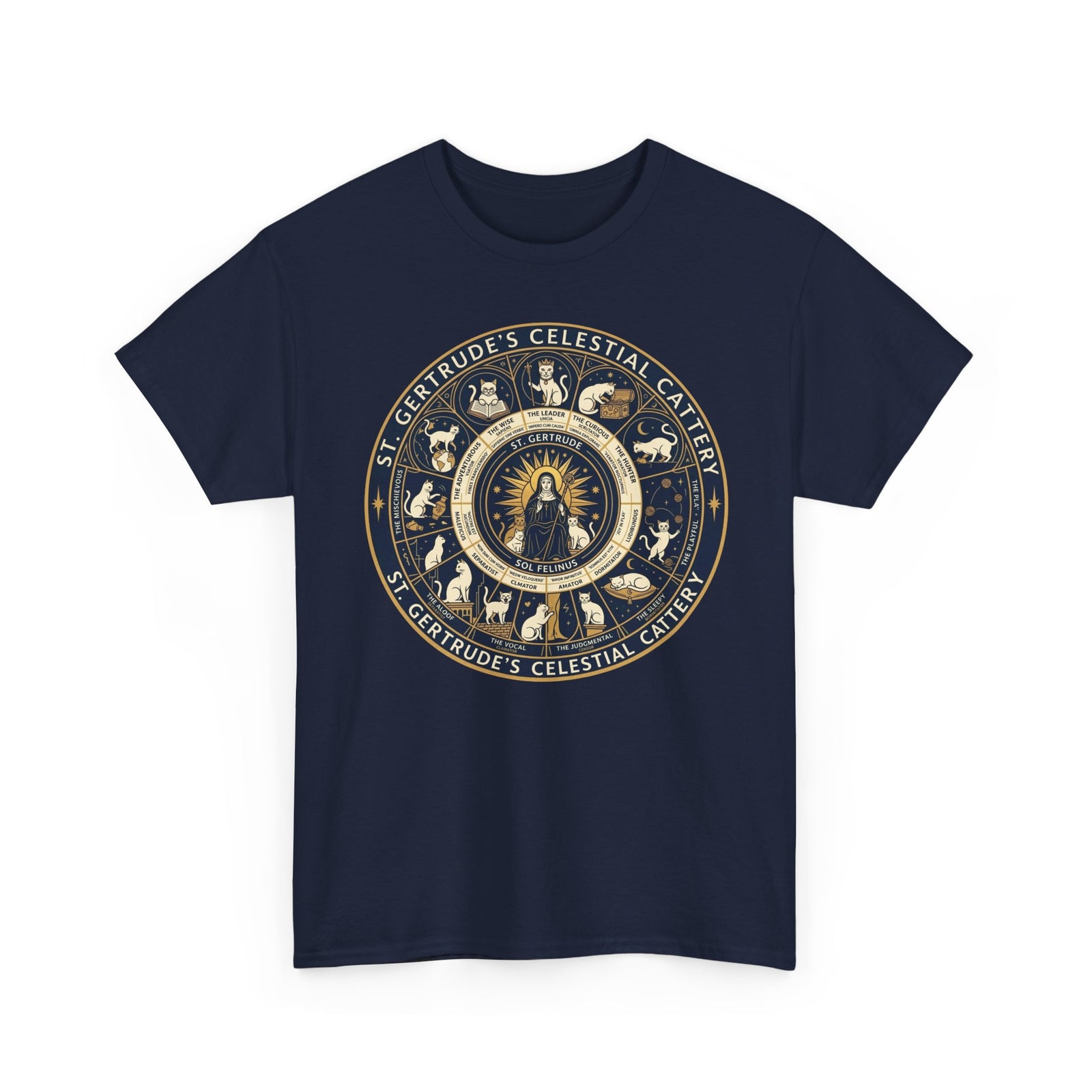 Saint Gertrude Gothic Cat Zodiac T-Shirt