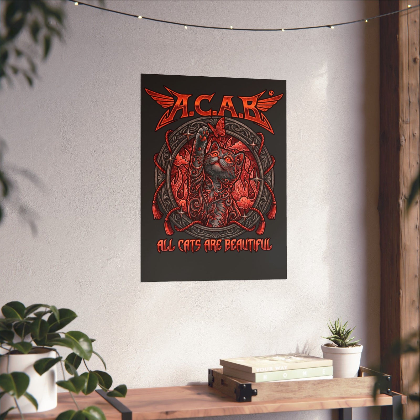 ACAB All Cats Are Beautiful Poster — Heavy Metal Punk Feline Graphic Poster