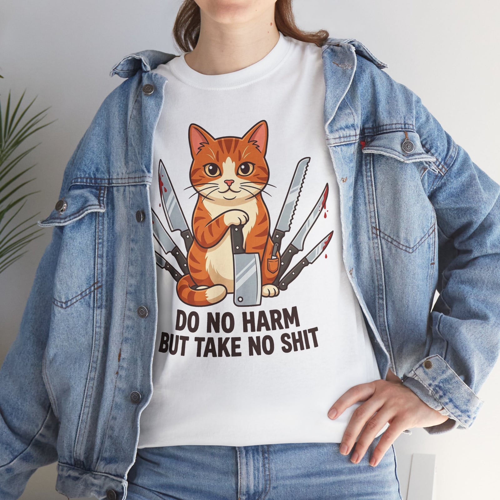 Do No Harm But Take No Shit Cat Knife Design