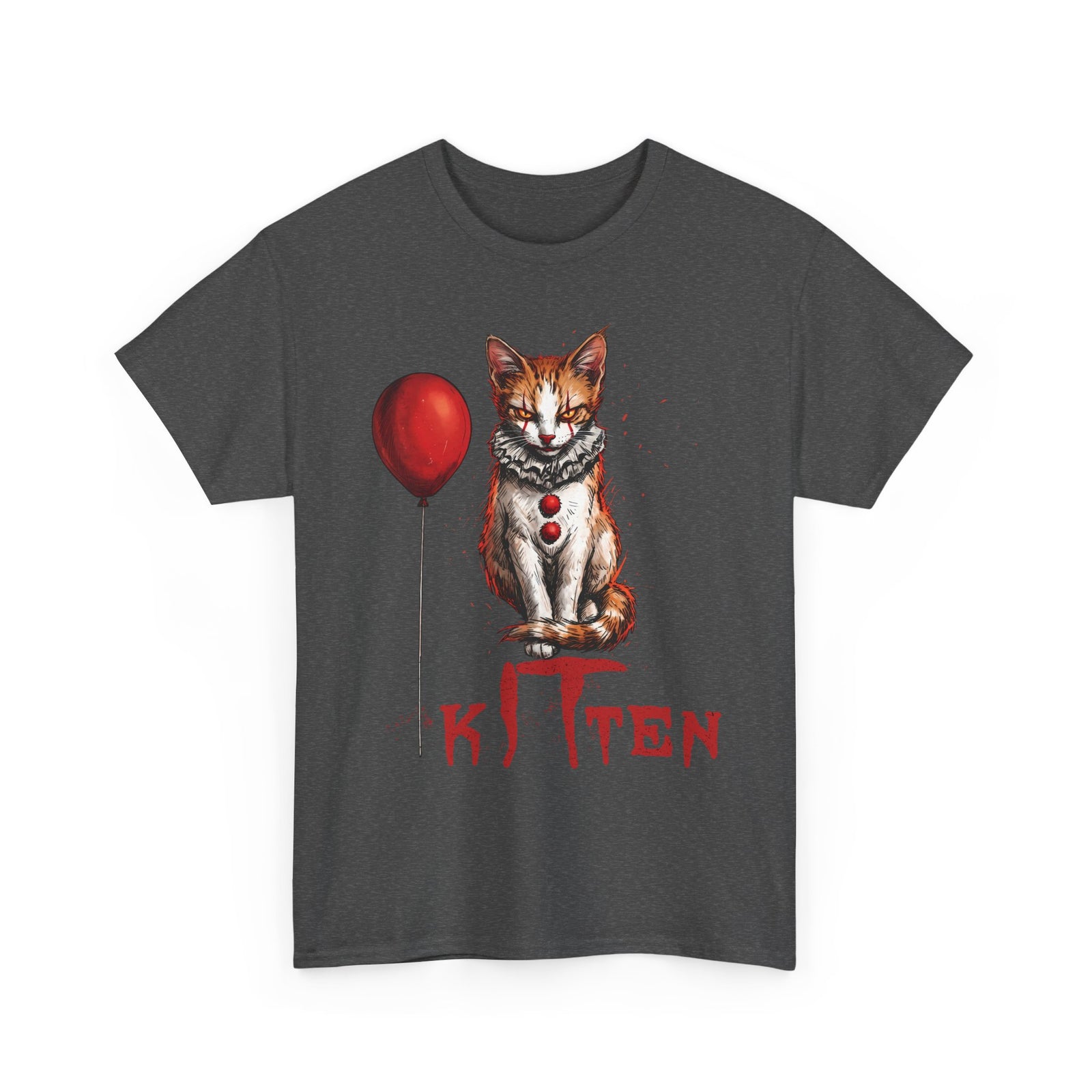 KITTEN Horror Clown T-Shirt — Spooky Orange Tabby Clown Cosplay Apparel