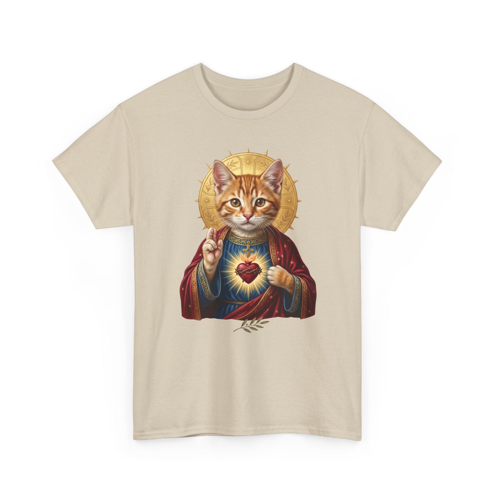 Sacred Heart Cat T-Shirt — Christian Religious Cat Lover Graphic Tee
