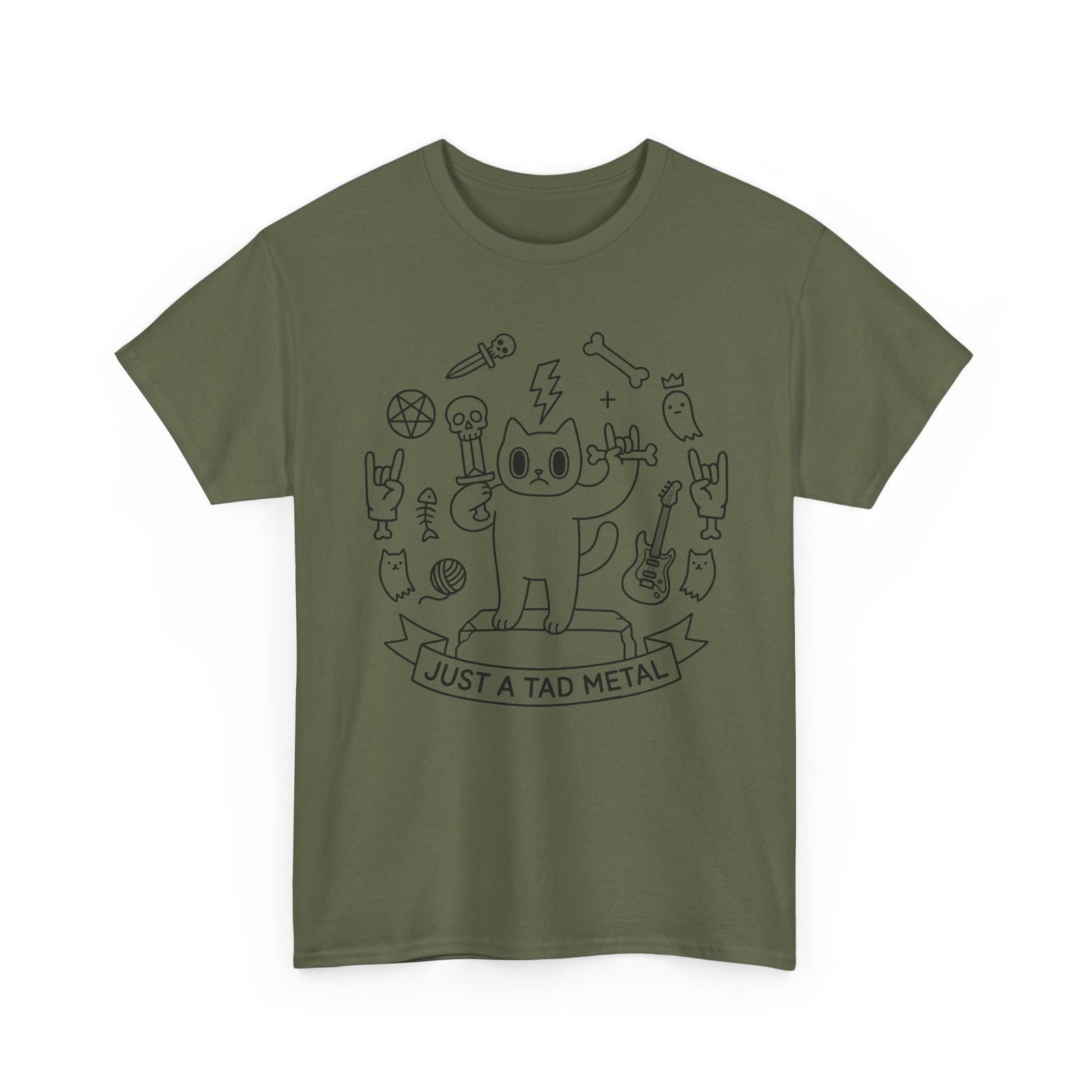 Just A Tad Metal Cat T-Shirt — Funny Heavy Metal Rocker Feline Tee