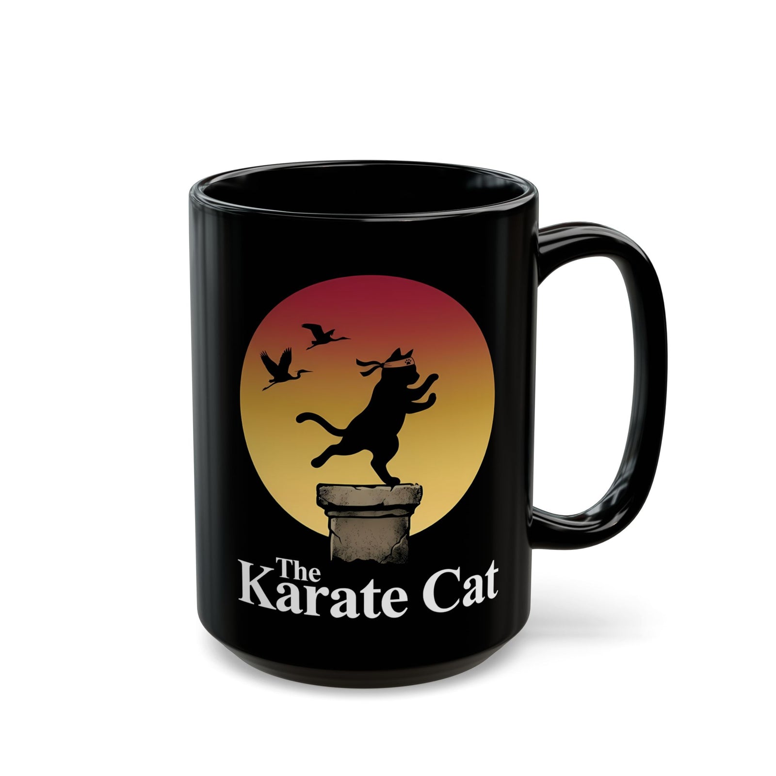 Karate Cat Black Mug — Funny Martial Arts Cat Mug