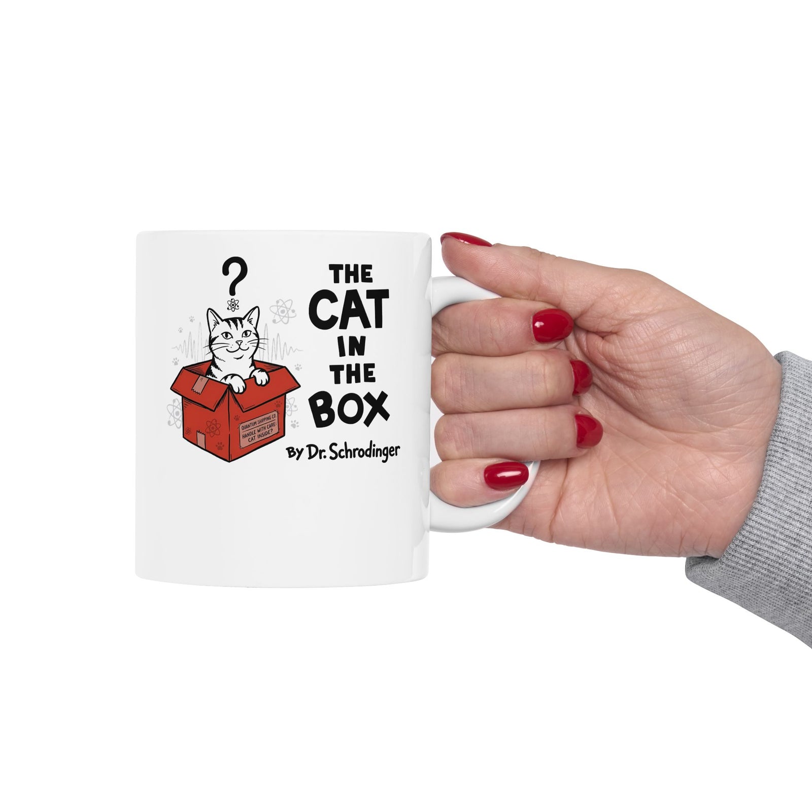 The Cat in the Box Ceramic Mug — Cute Cat in a Box Graphic Mug