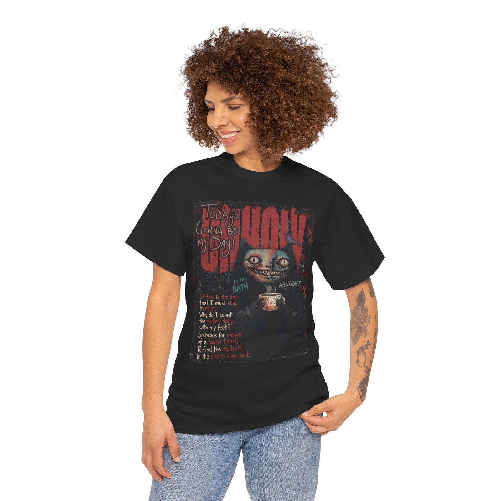 Today's Gonna Be My Day Unholy Creepy Cat T-Shirt — Edgy Dark Aesthetic Shirt