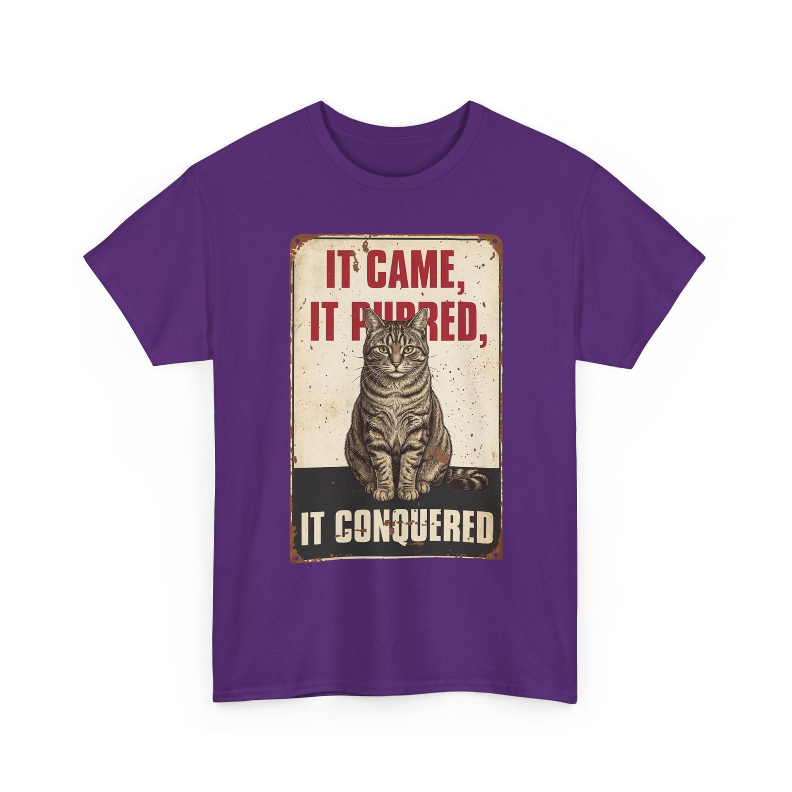 Cat T-Shirt 'It Came, It Purred, It Conquered' Vintage Cat Graphic Tee